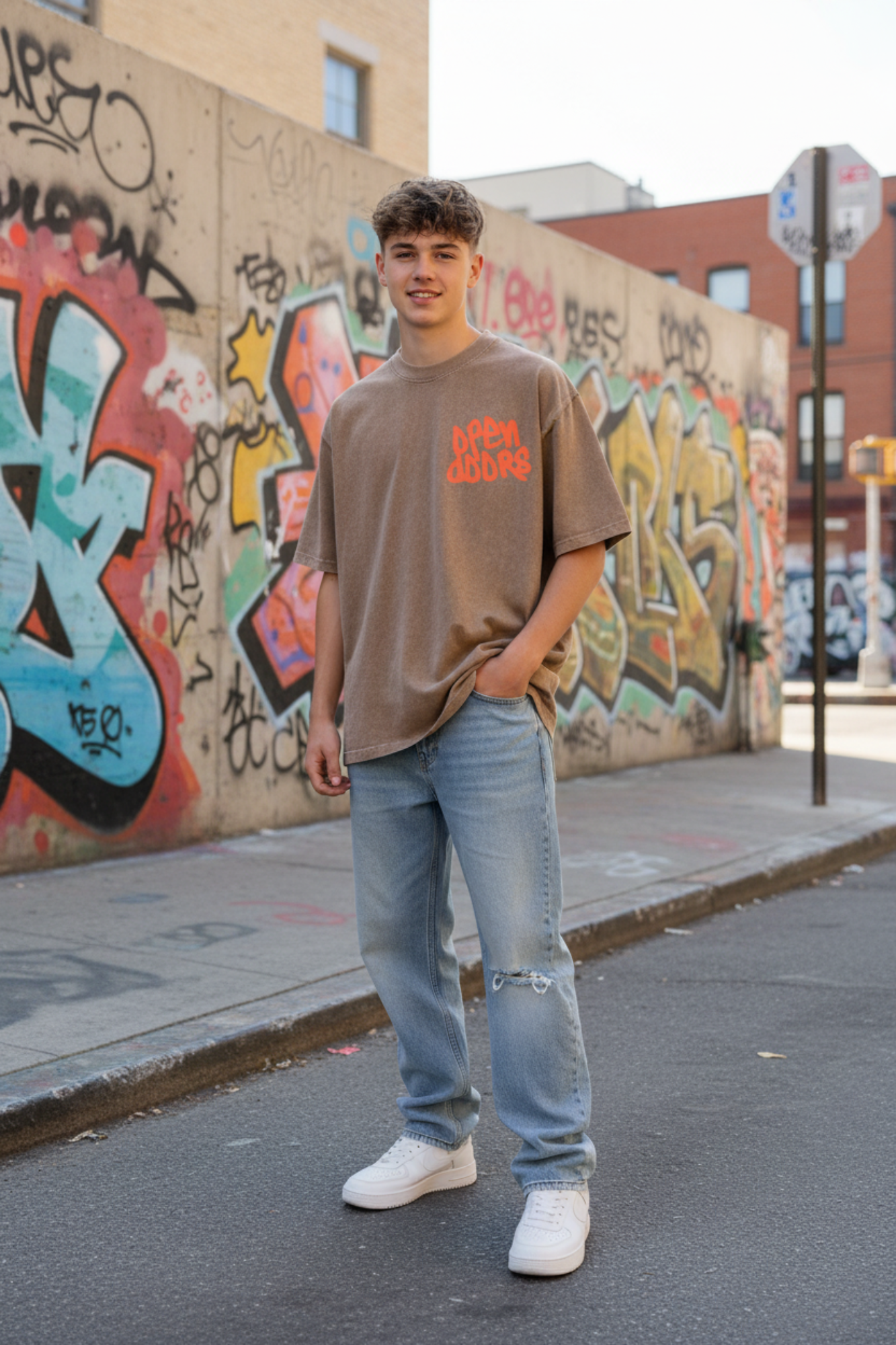Oversized Washed Brown T-Shirt