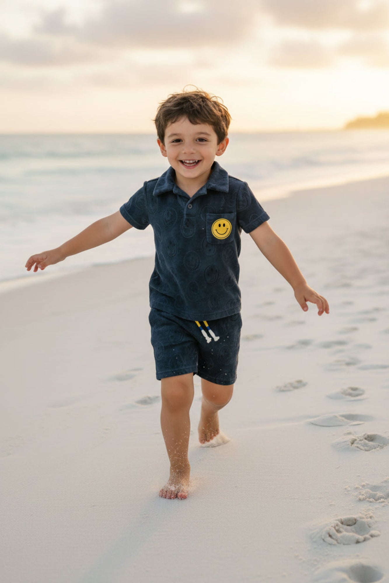 Smiley Face Terry Polo Set