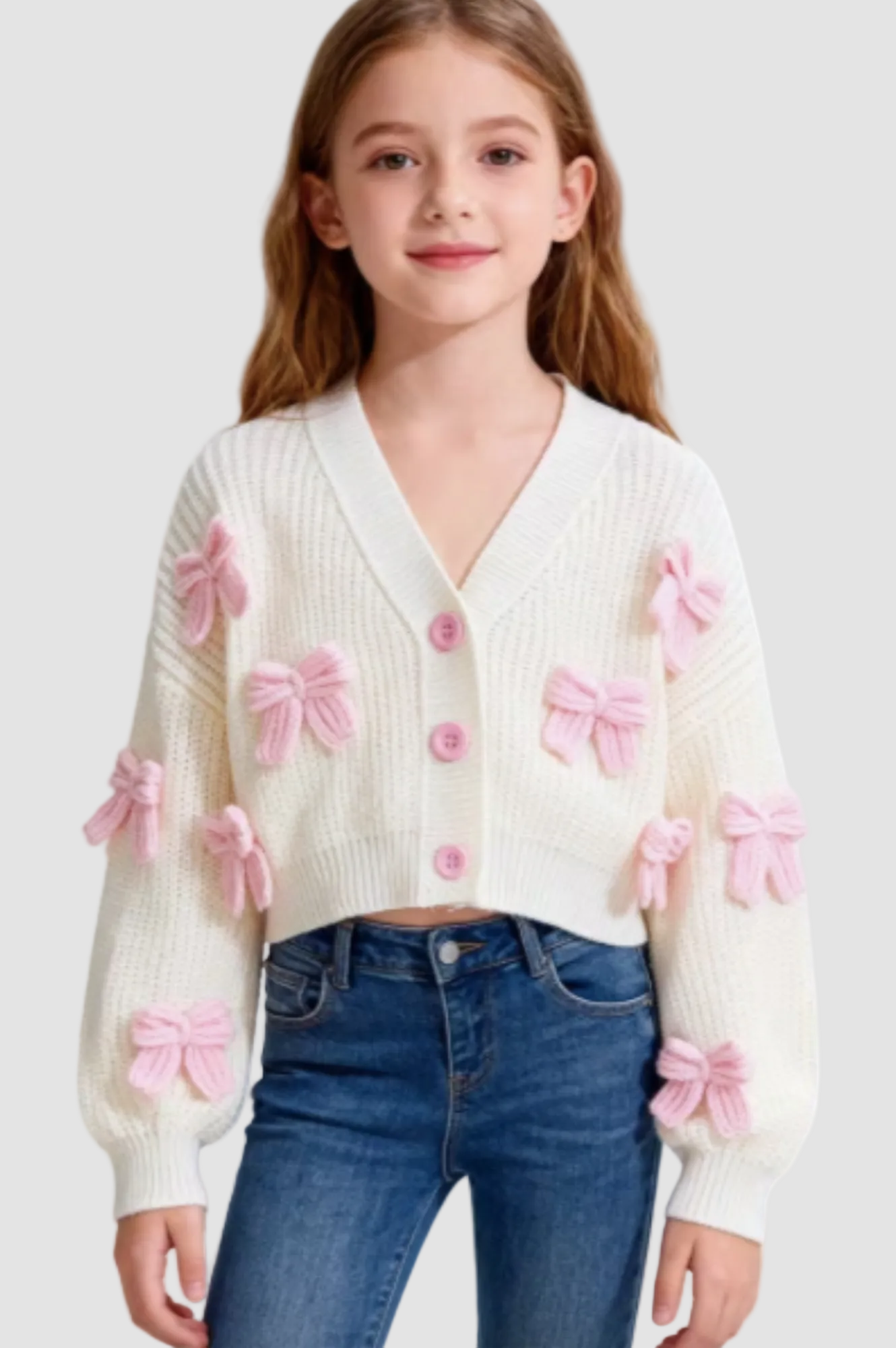 White Cropped Bow Cardigan
