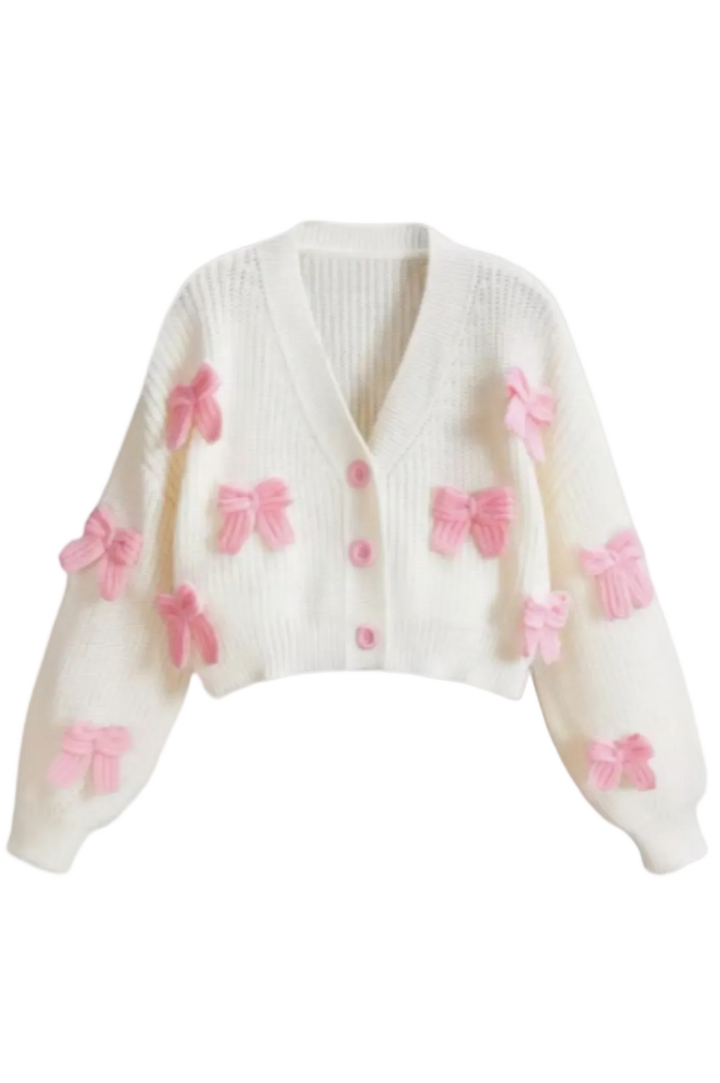 White Cropped Bow Cardigan