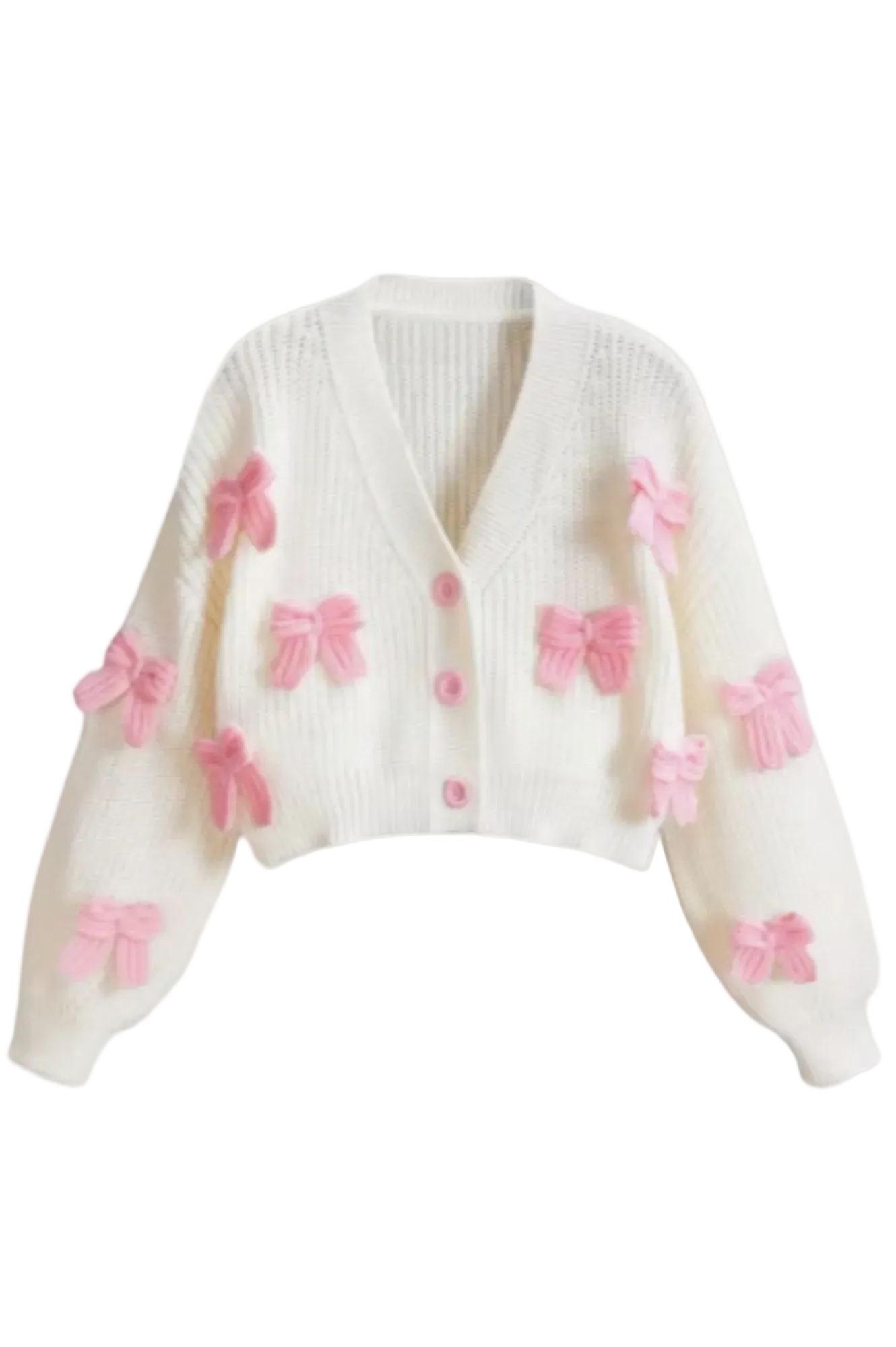 White Cropped Bow Cardigan