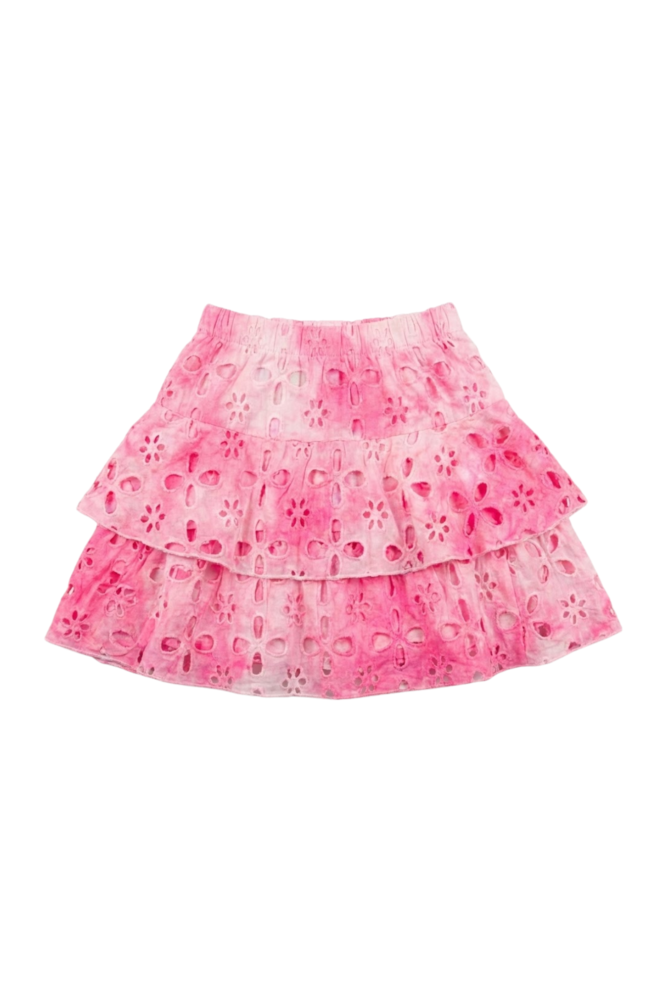 Neon Pink Lace Skirt with Ruffles