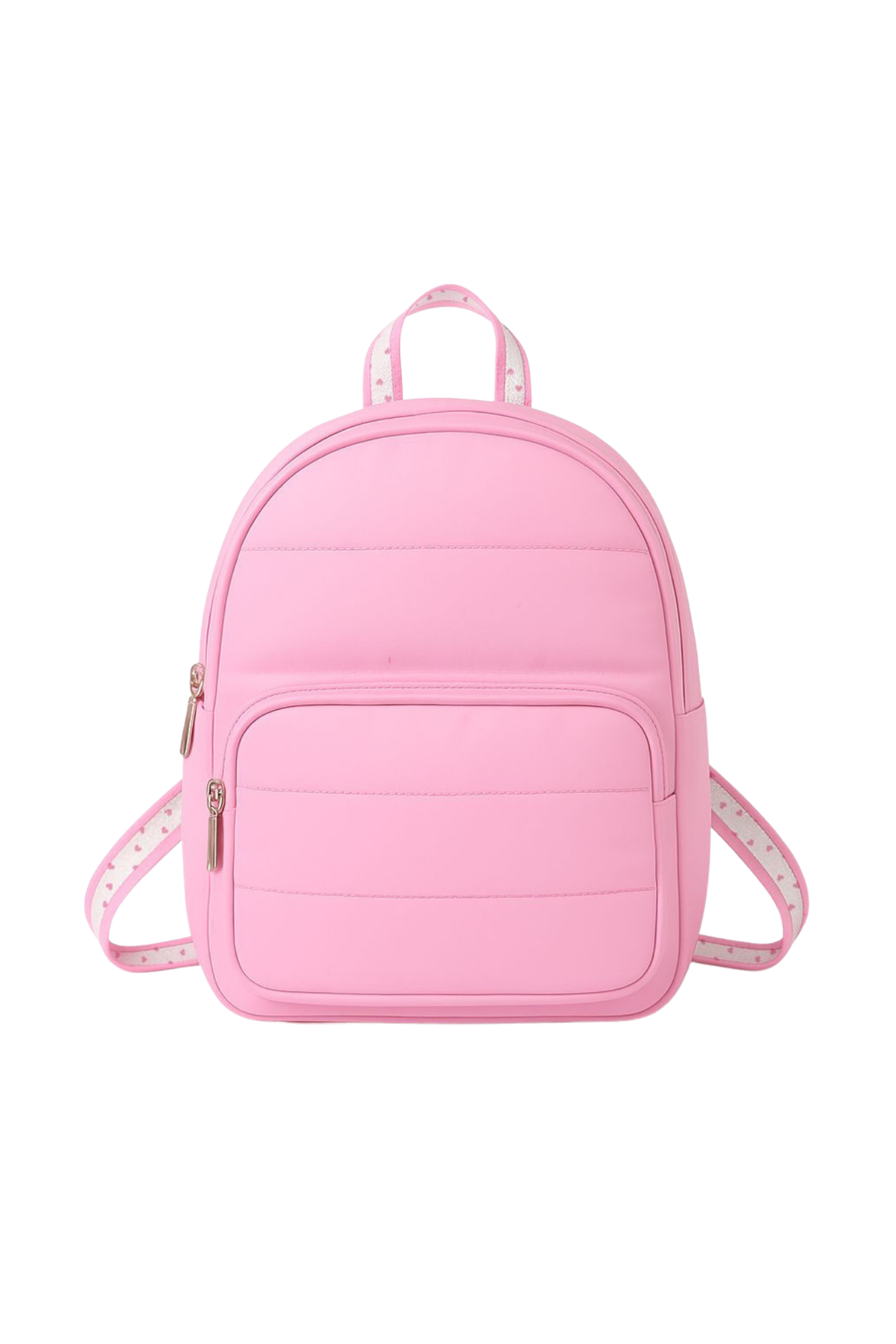 Pink Puffer Mini Backpack Heart Straps