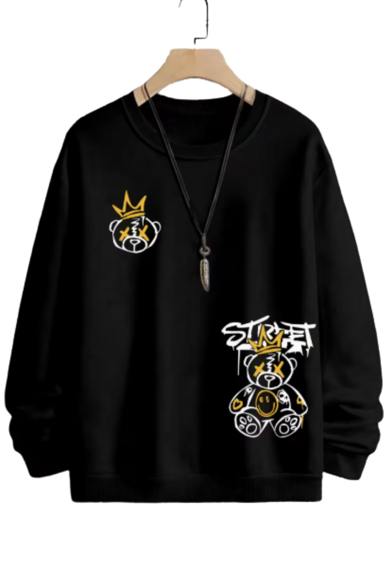 Black Sweater with Bear Street Graffiti