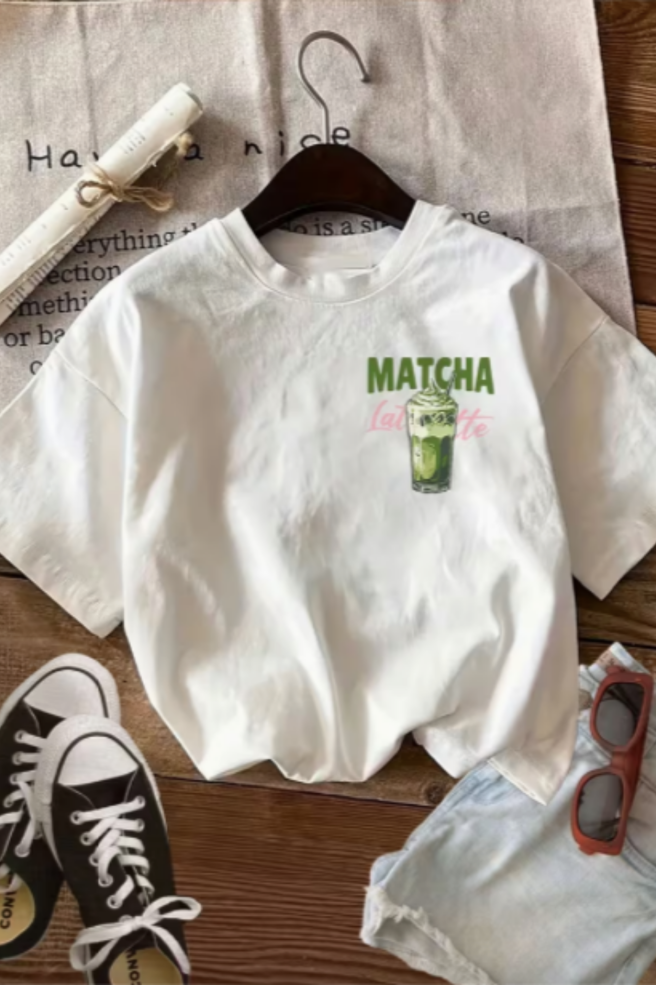 Oversized White Matcha T-Shirt
