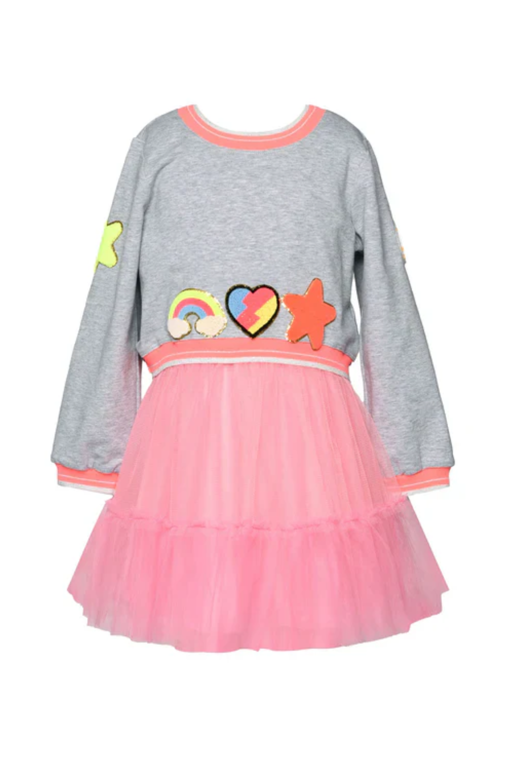 Tutu Dress with Gray Sweater & Patches