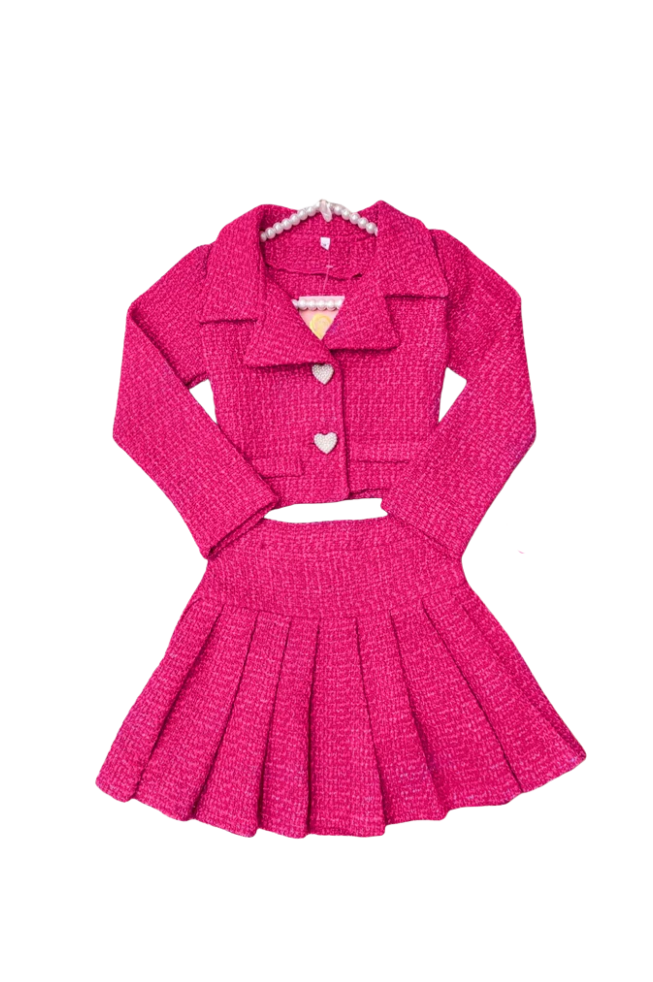 Pink Blazer & Pleated Skirt Set