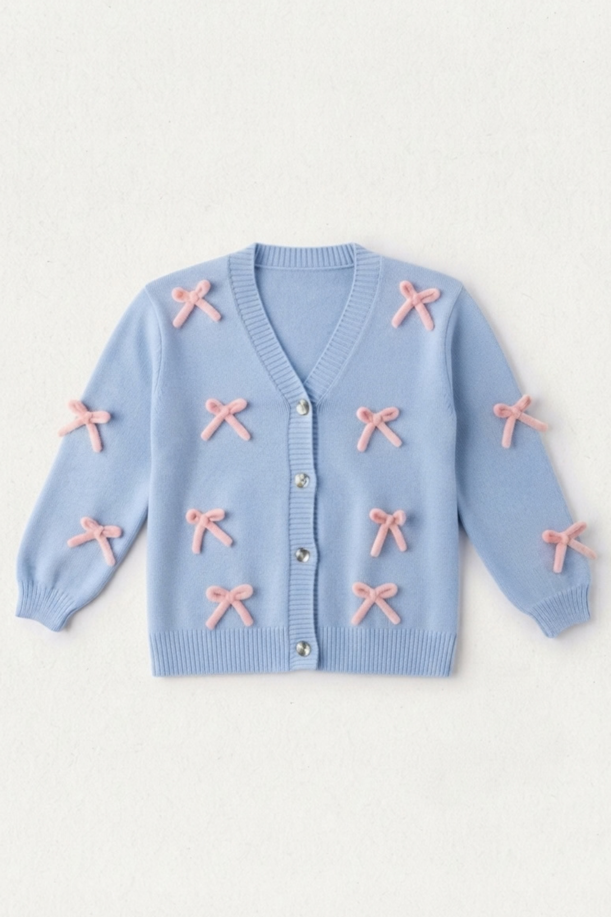 Baby Blue Cardigan Pink Bows