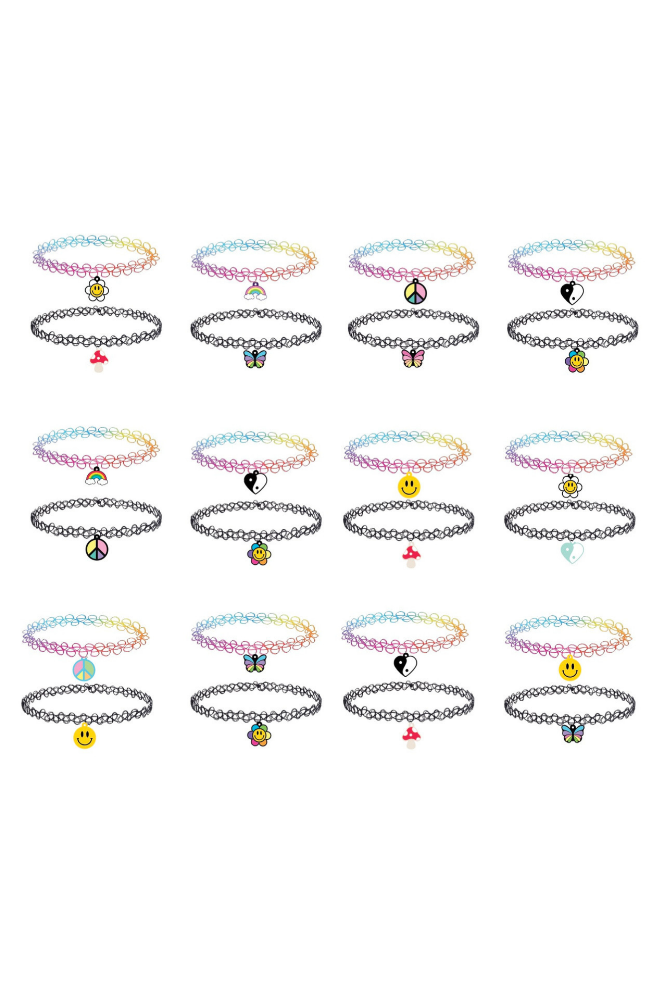 Tattoo Chokers Dangle Charm Set - Y2K Collection