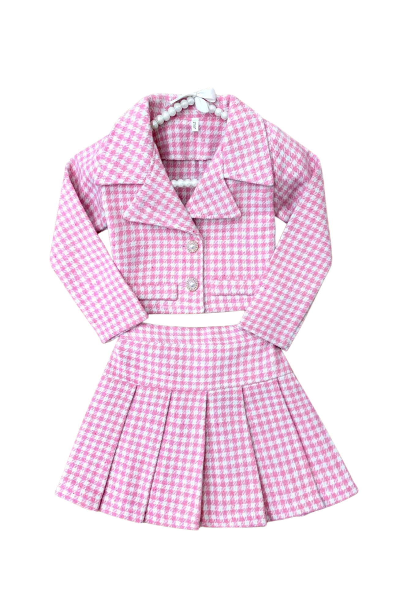 Little Treasure Tweed Matching Blazer & Pleated Skirt Set