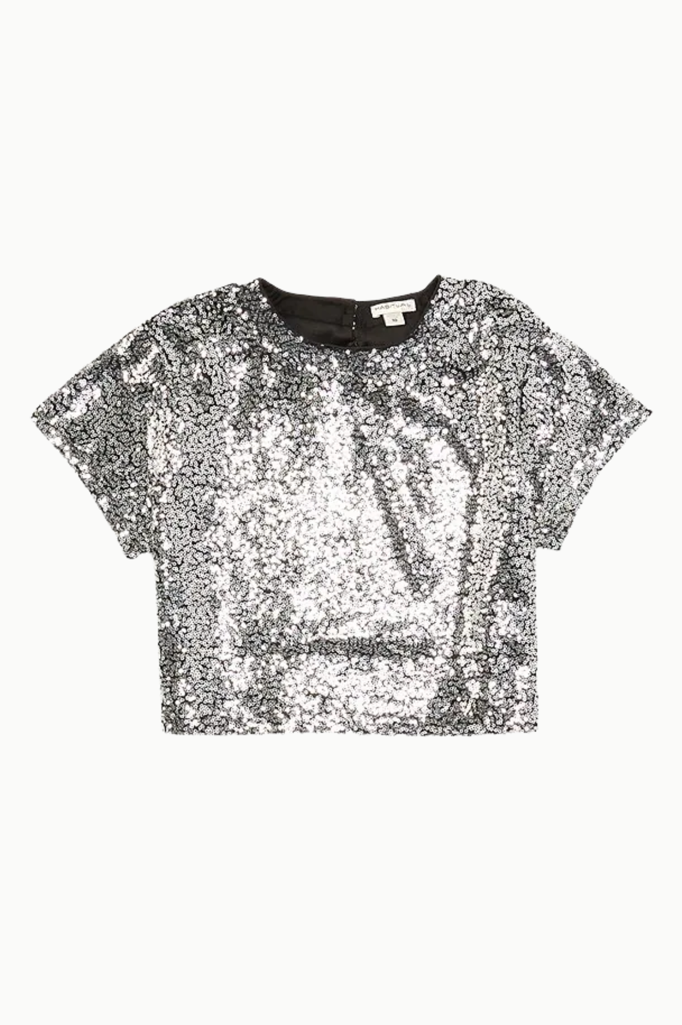 All-over Sequin Mesh Silver Top