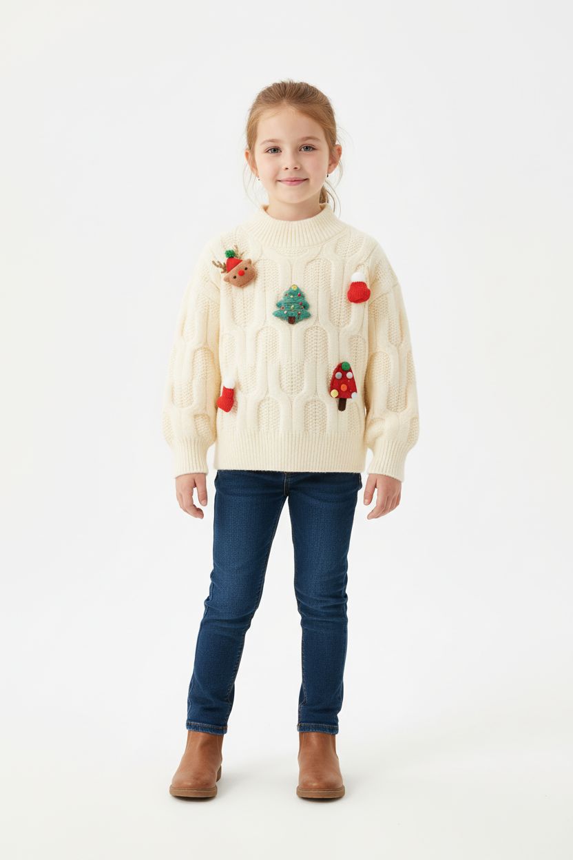Beige Christmas Cardigan Plush