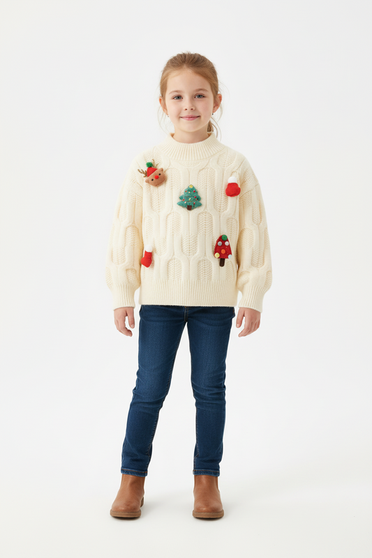 Beige Christmas Cardigan Plush