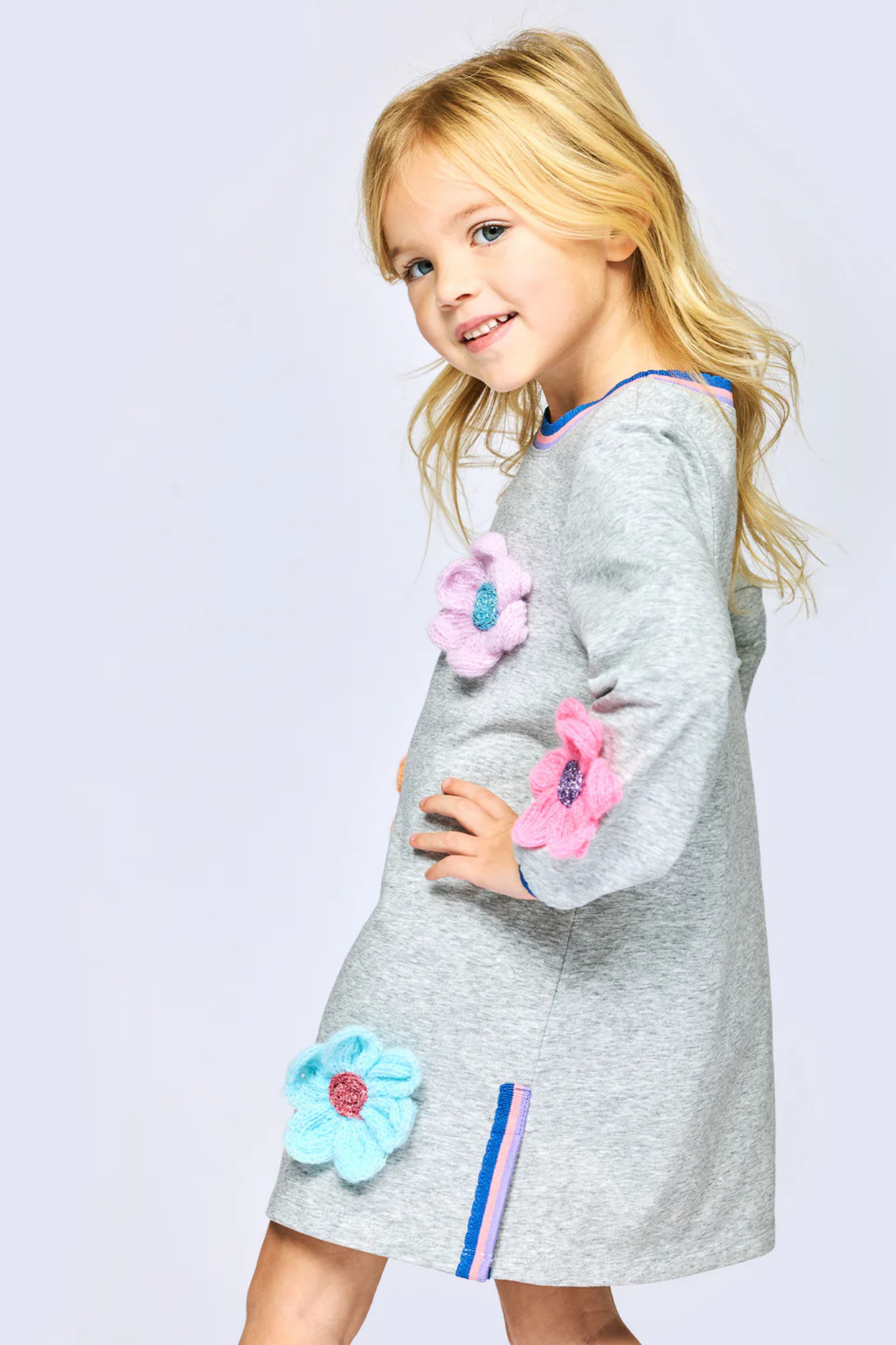 Grey Dress w/ 3D Flowers