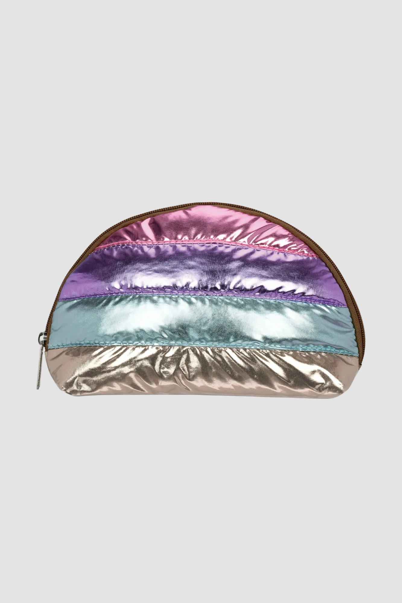 Icy Color Block Puffer Oval Cosmetic Bag