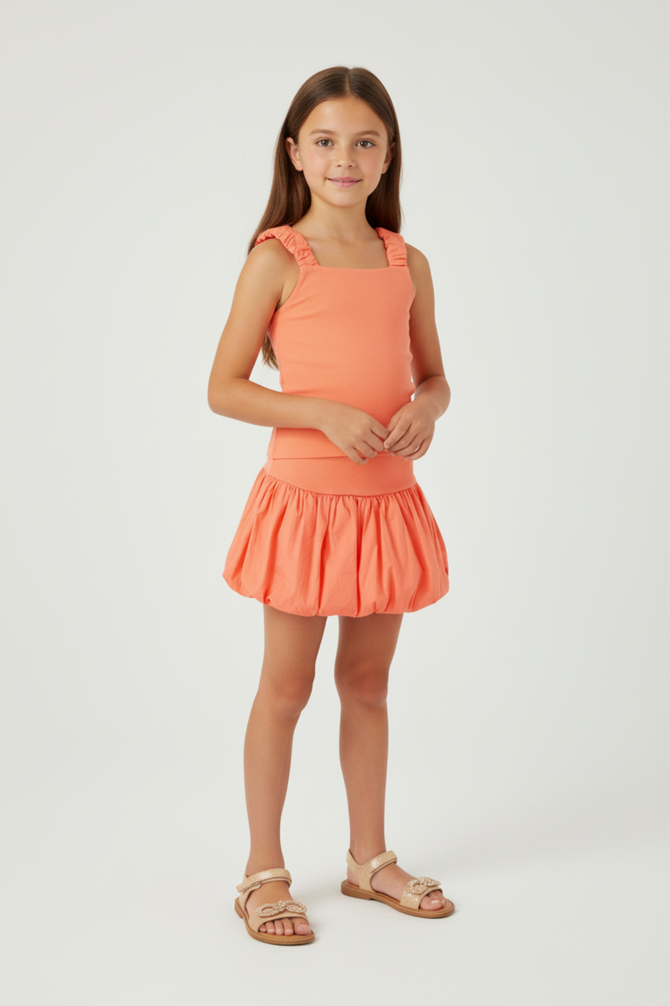 Orange Top & Bubble Skirt Set