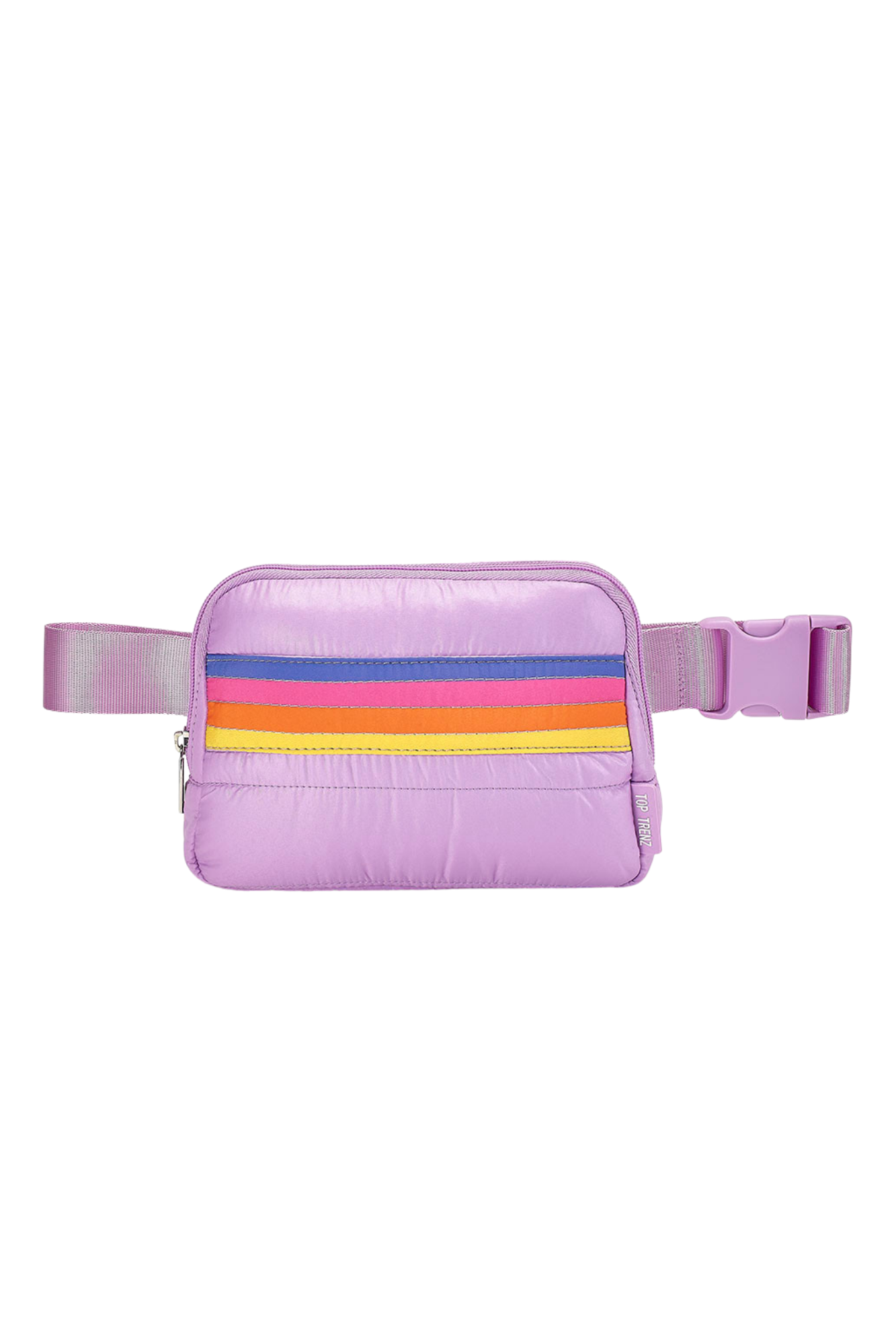 Purple Retro Sripes Puffer Belt Bag