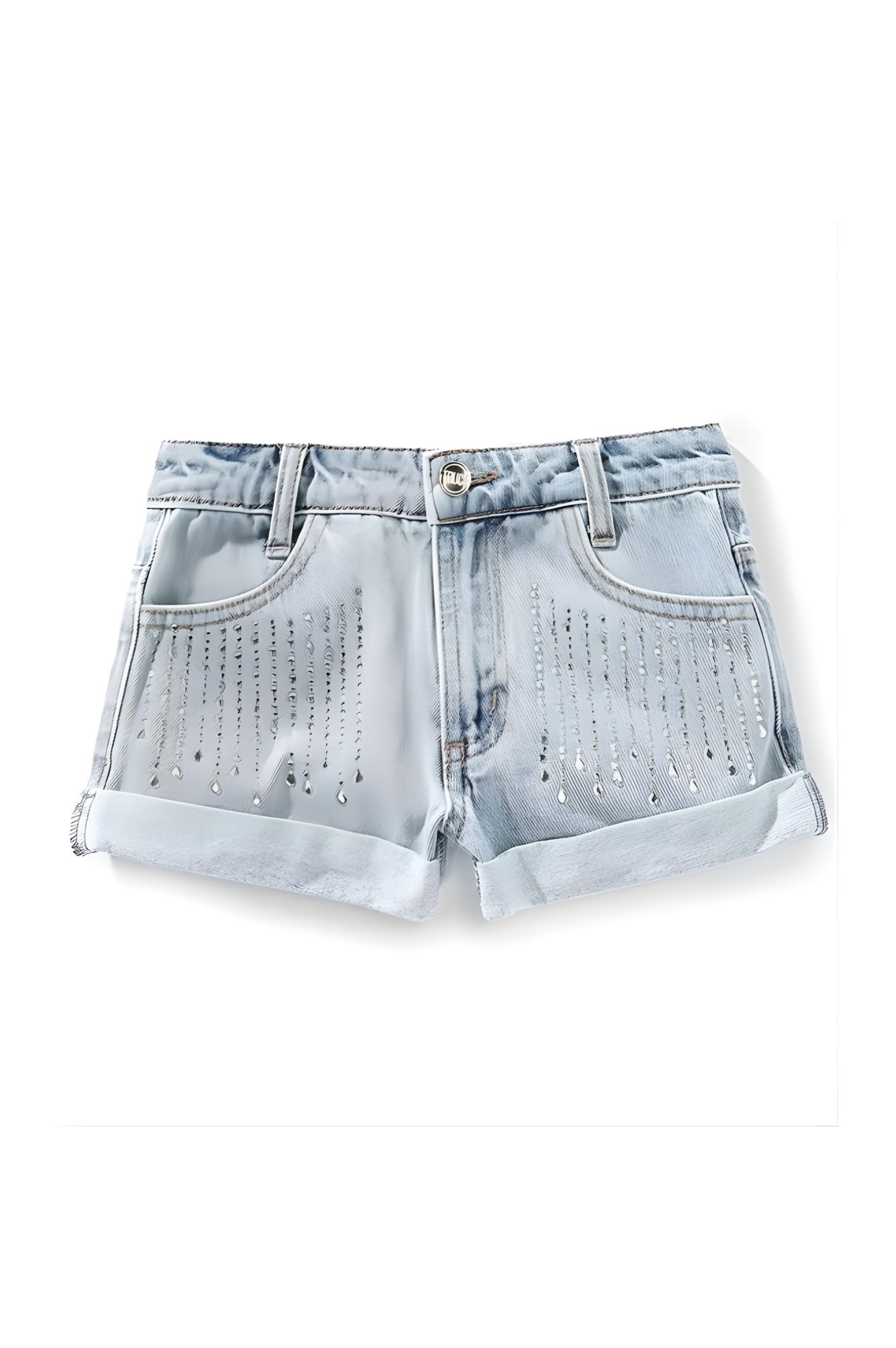 Denim Short w/ Rhinestone Trim