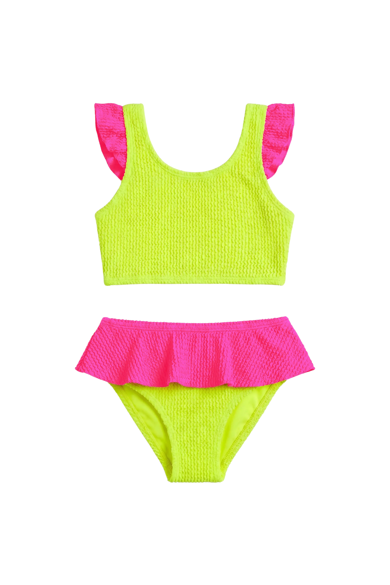 Lime Daisy Toddler Crinkle Ruffle Bikini