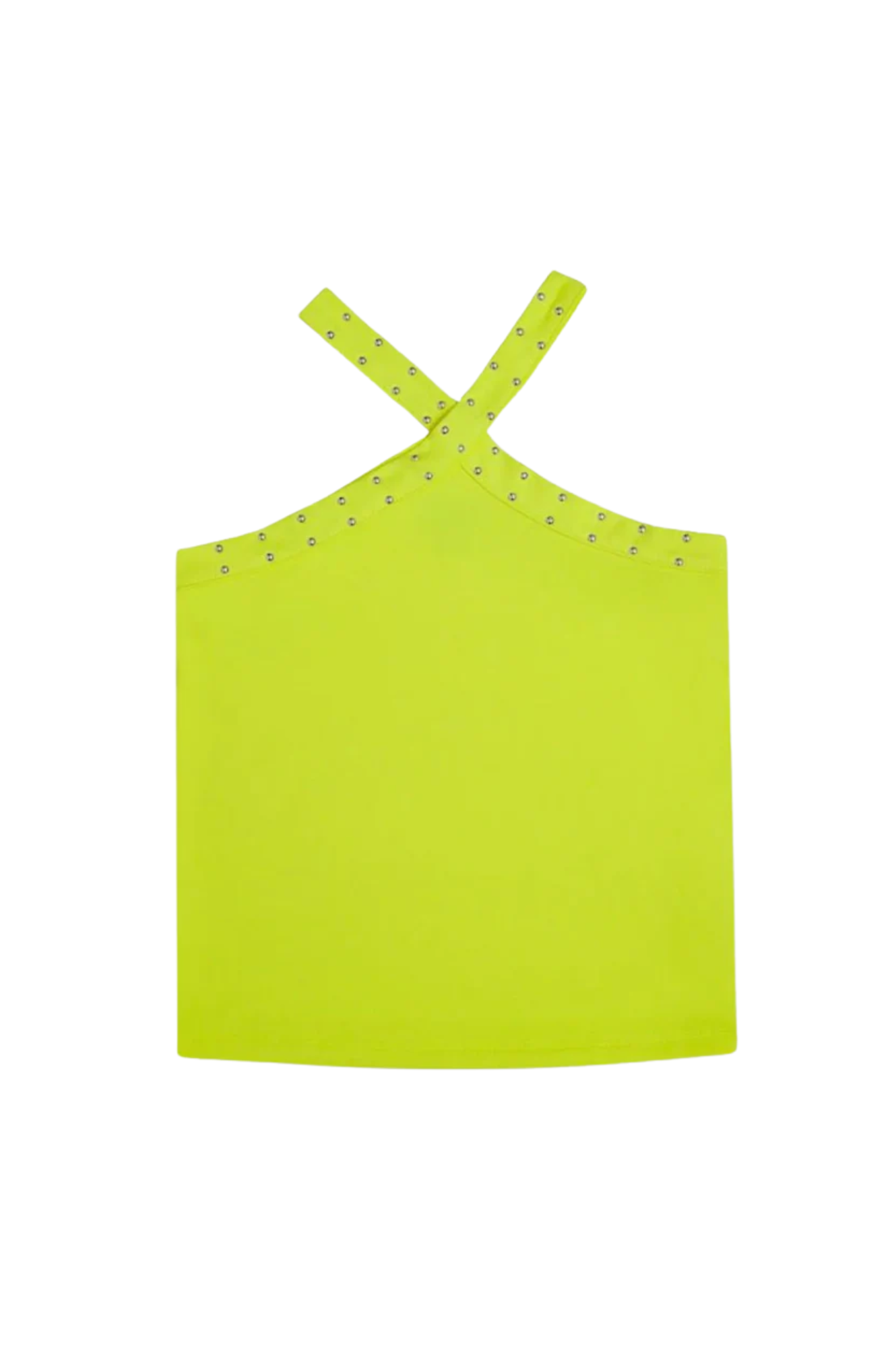 Lime Studded Crossover Tank Top