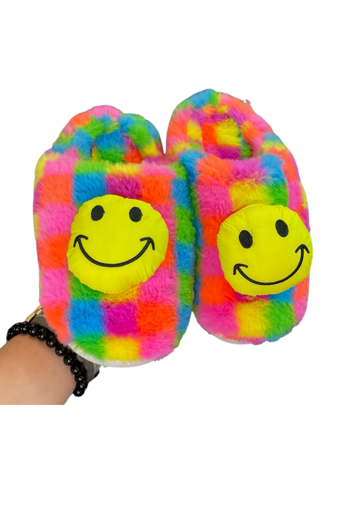 Rainbow Smiley Face Slippers