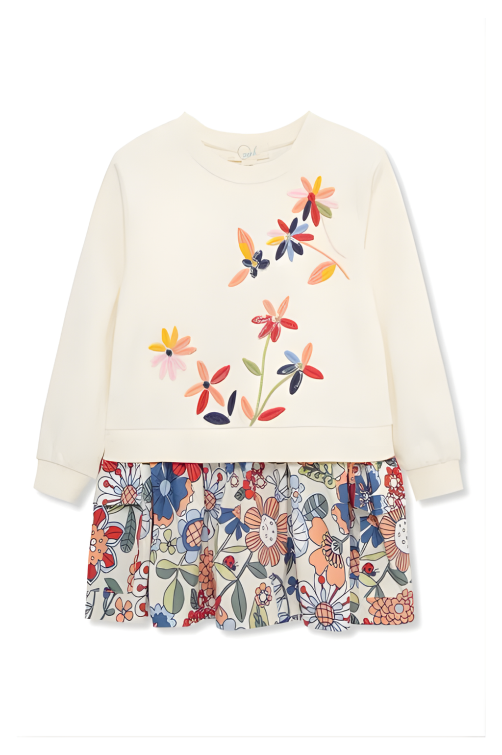 Off White Flower Print Dress