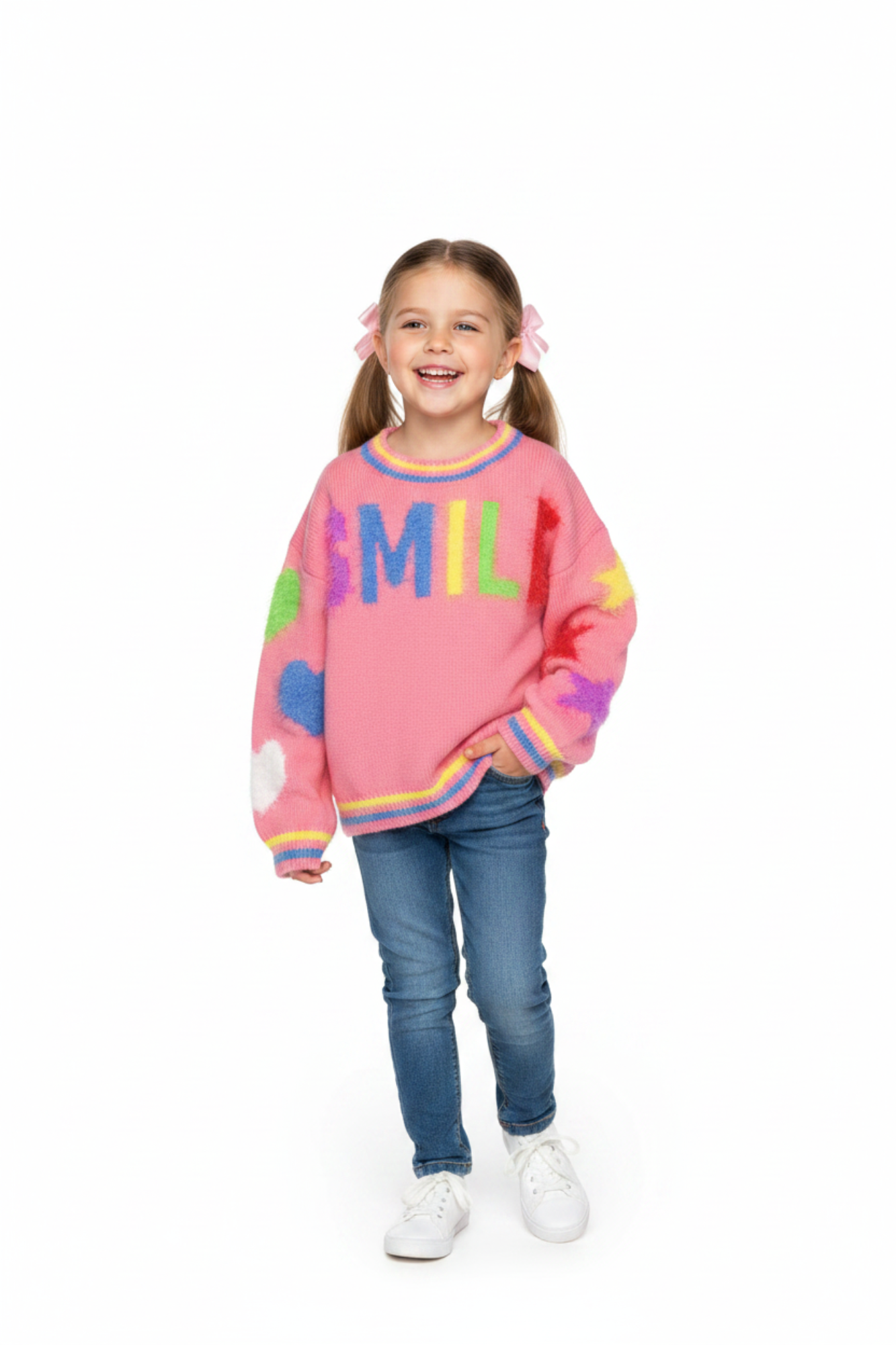 Pink Smile Fuzzy Sweater