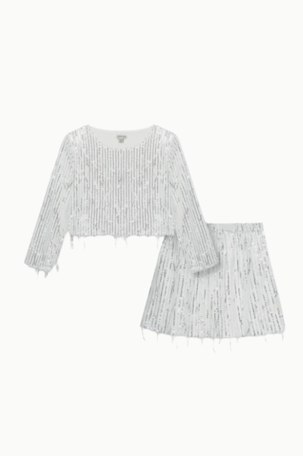 All-over Fringed Sequin Silver Set