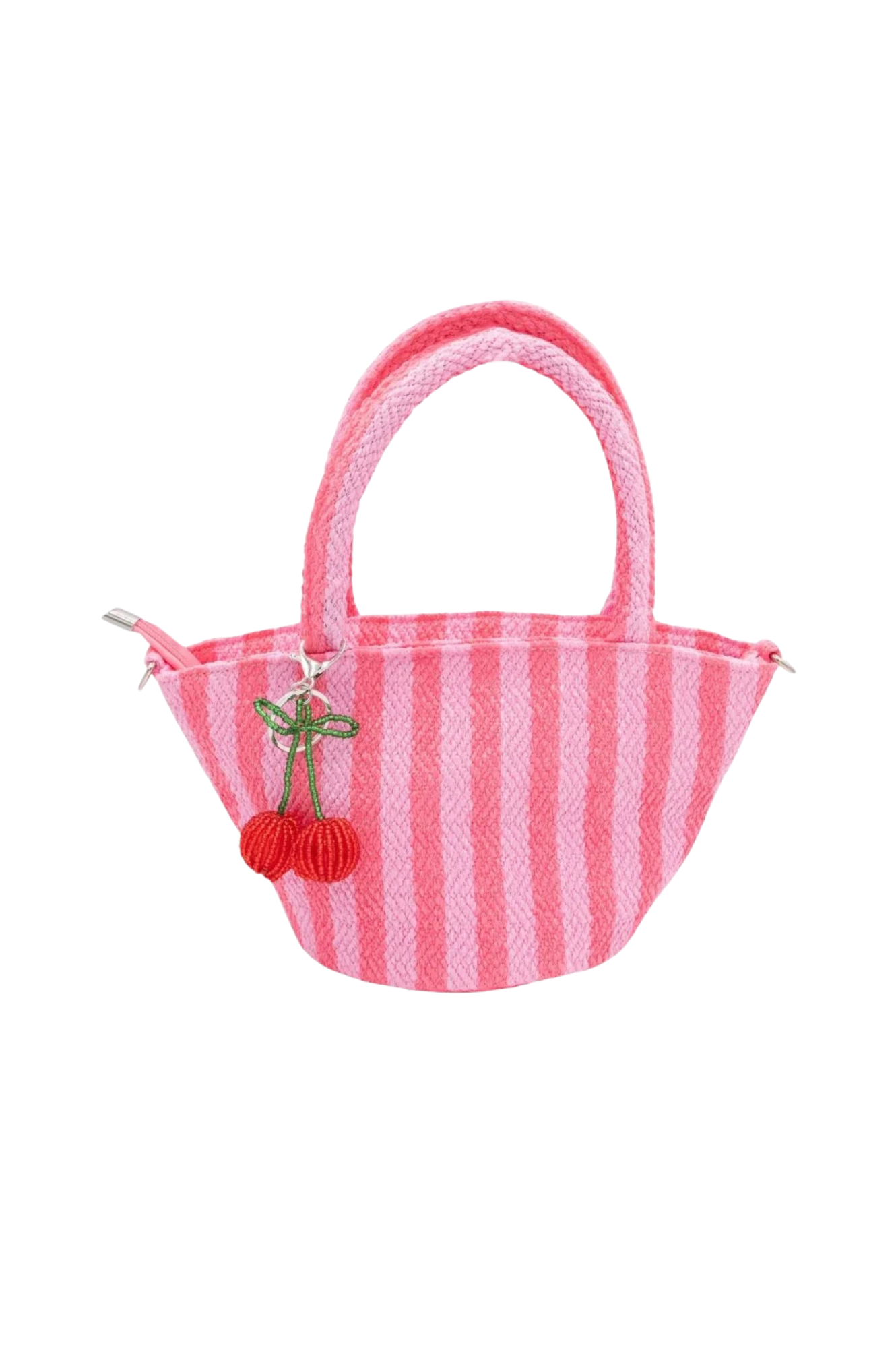 Raffia Stripe Cherry Tote Bag