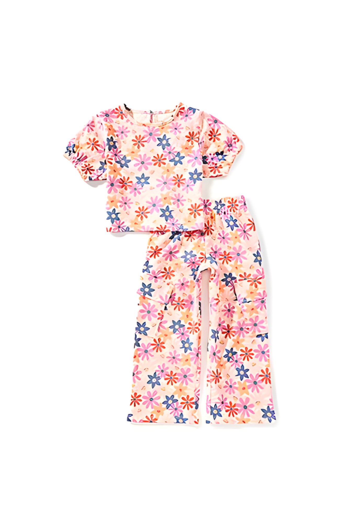 Print Daisies Cargo Pant Set