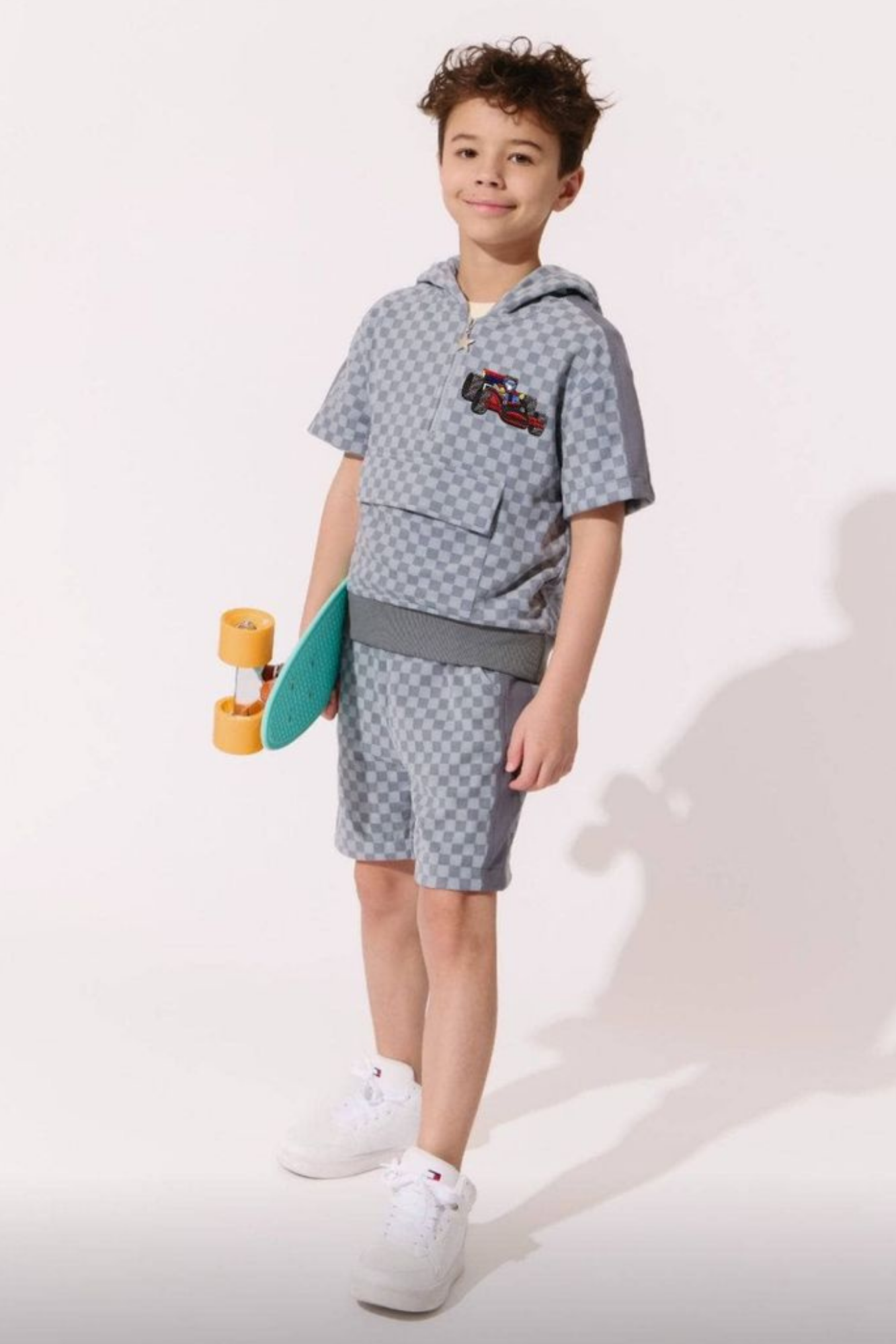 Grey Checkered Soft Short Set
