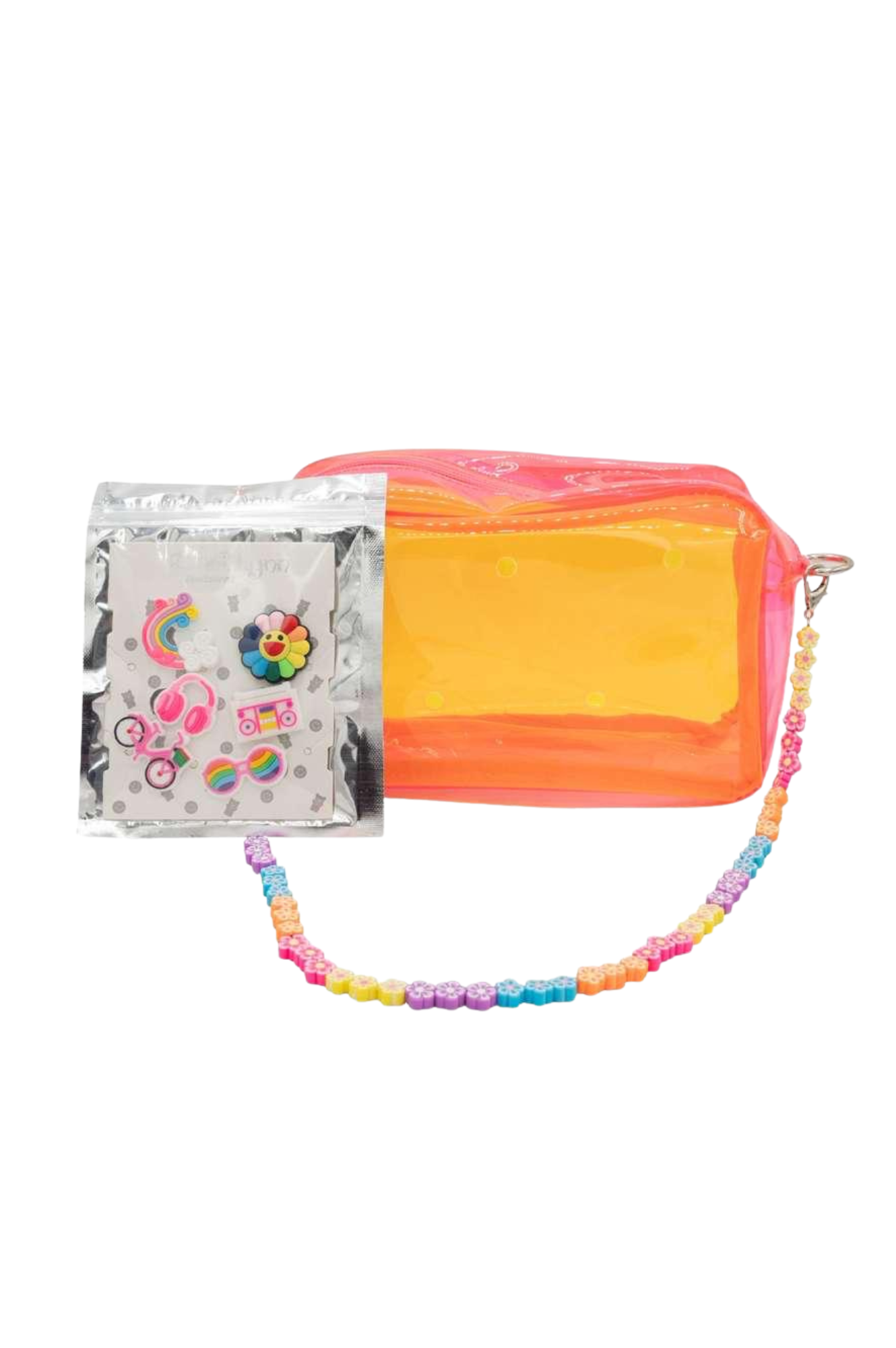 Multicolor Clear Bag with Charm Pack