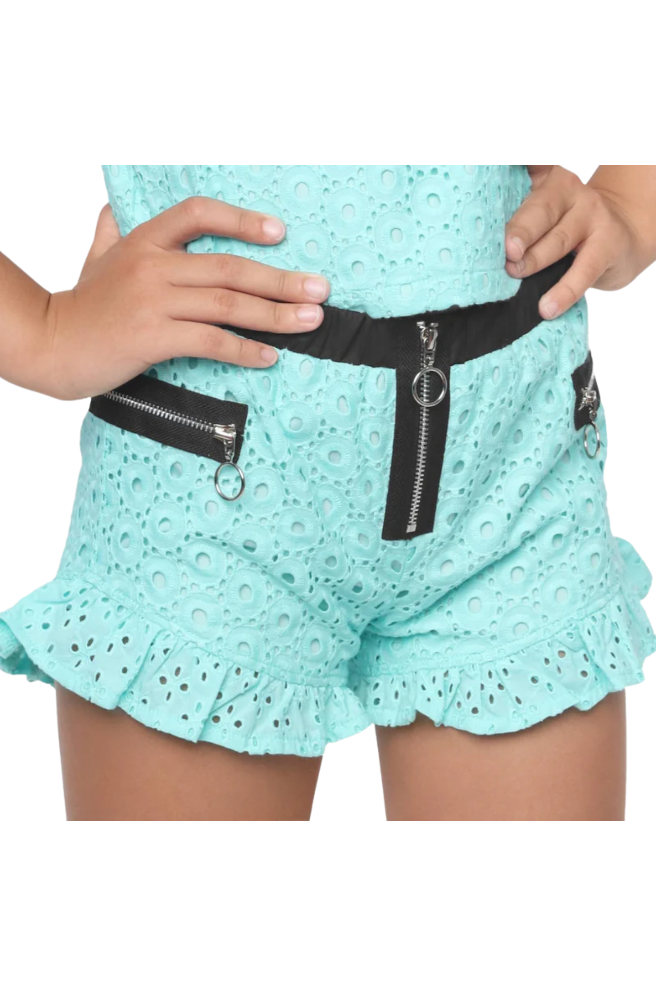 Zipper Shorts Aqua