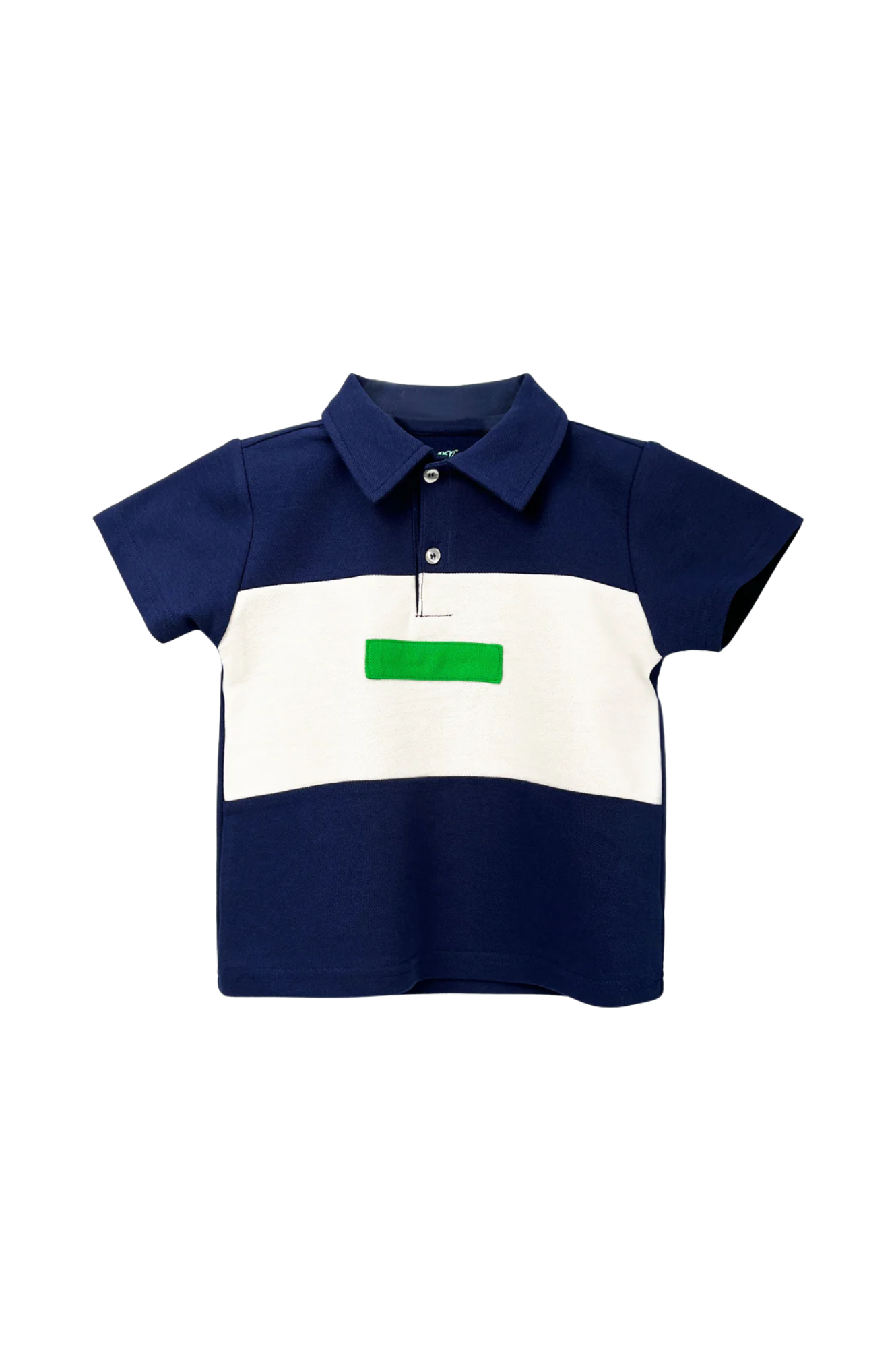 Navy Blue/White Block Polo Chemise