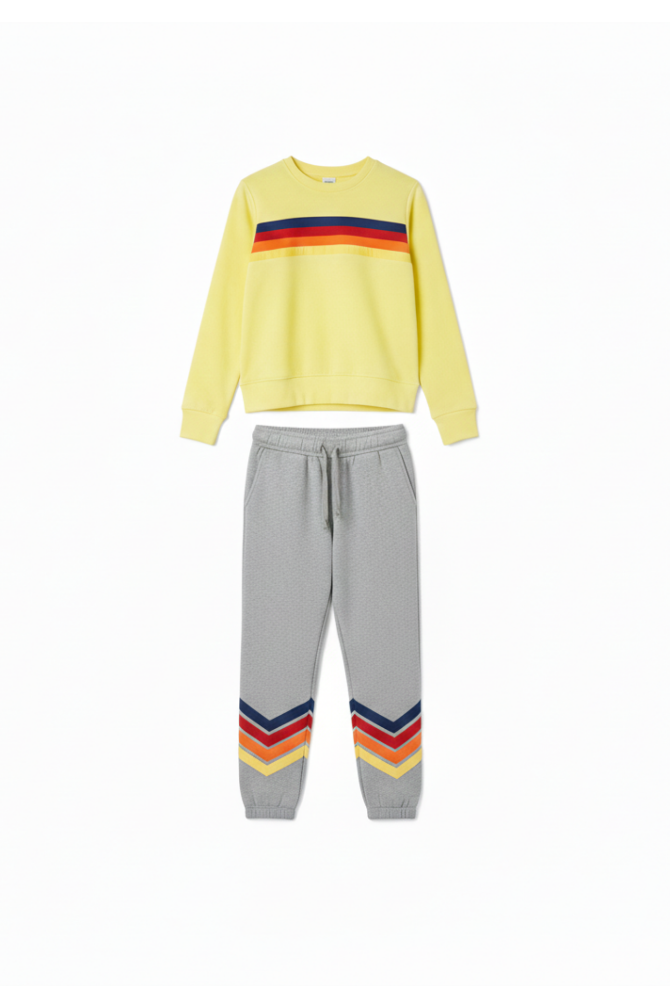 Neon Yellow Sweater & Grey Jogger Set