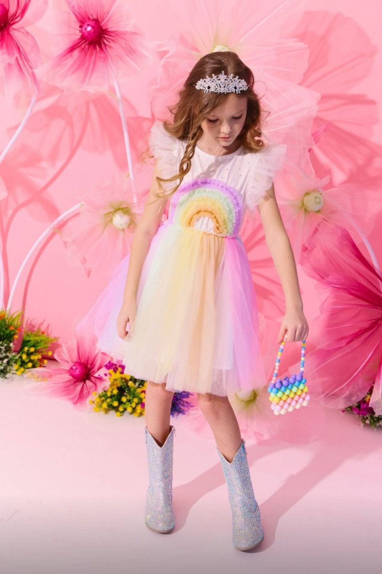 Crystal Rainbow Tulle Dress