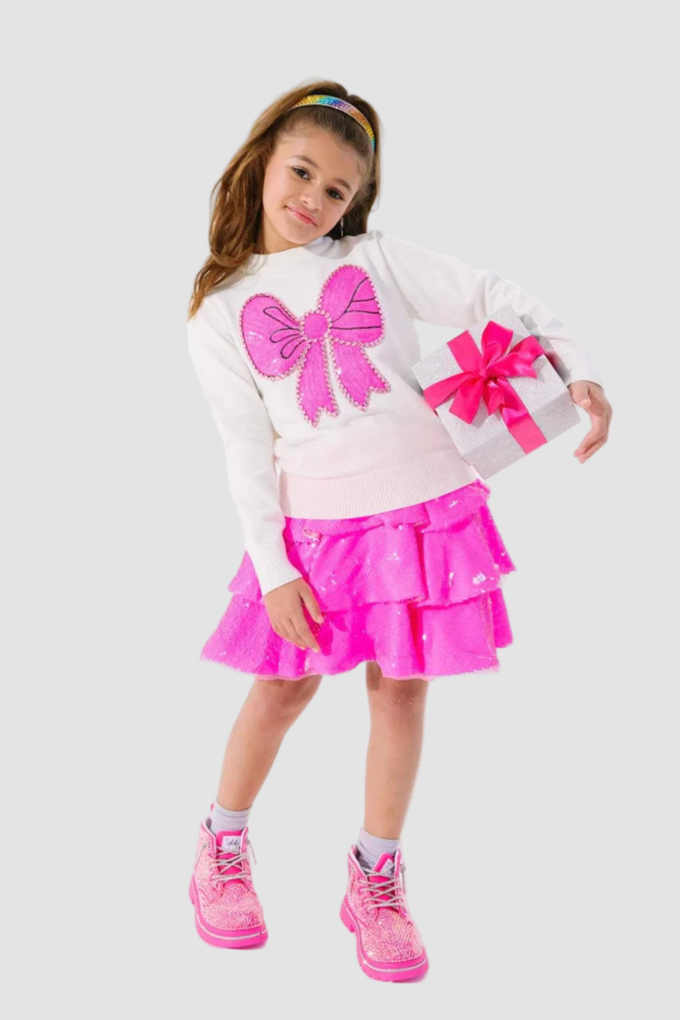 Hot Pink 3 Tier Sparkle Skirt