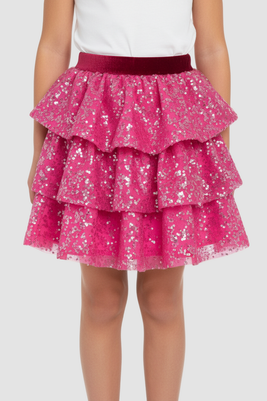 Hot Pink 3 Tier Sparkle Skirt
