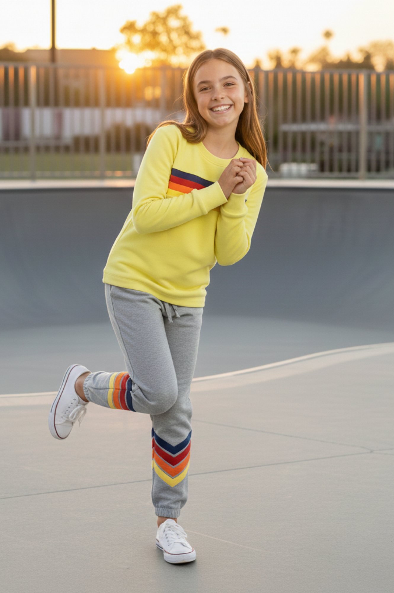 Neon Yellow Sweater & Grey Jogger Set