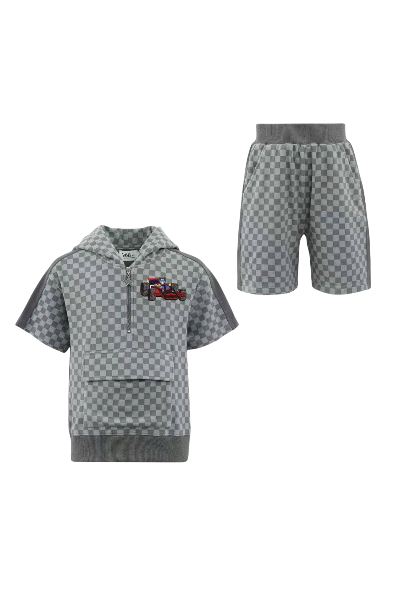 Grey Checkered Soft Short Set