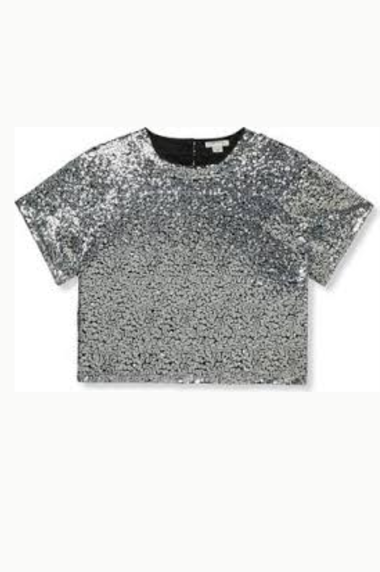 All-over Sequin Mesh Silver Top