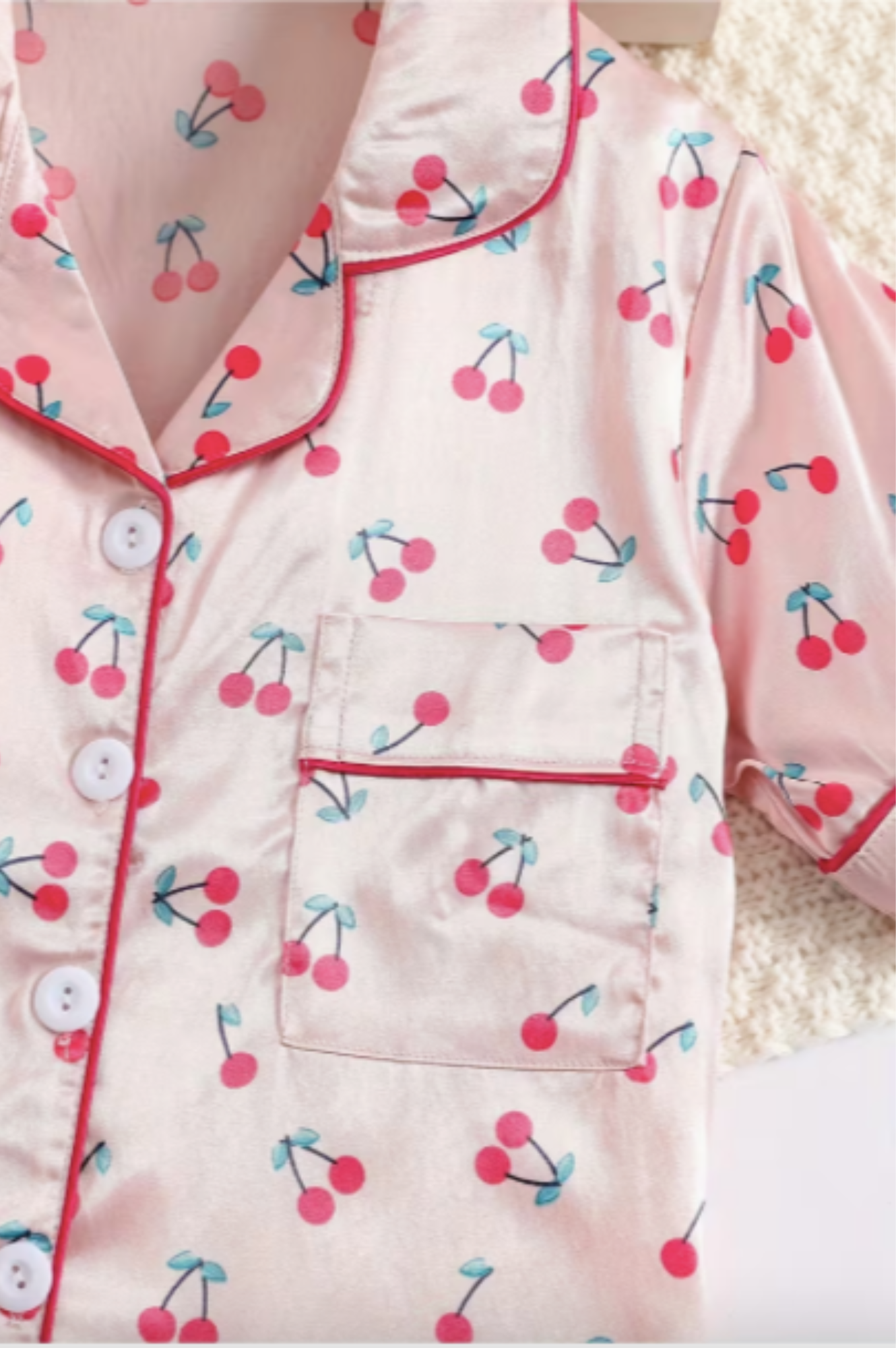Light Pink Cherry Pajamas