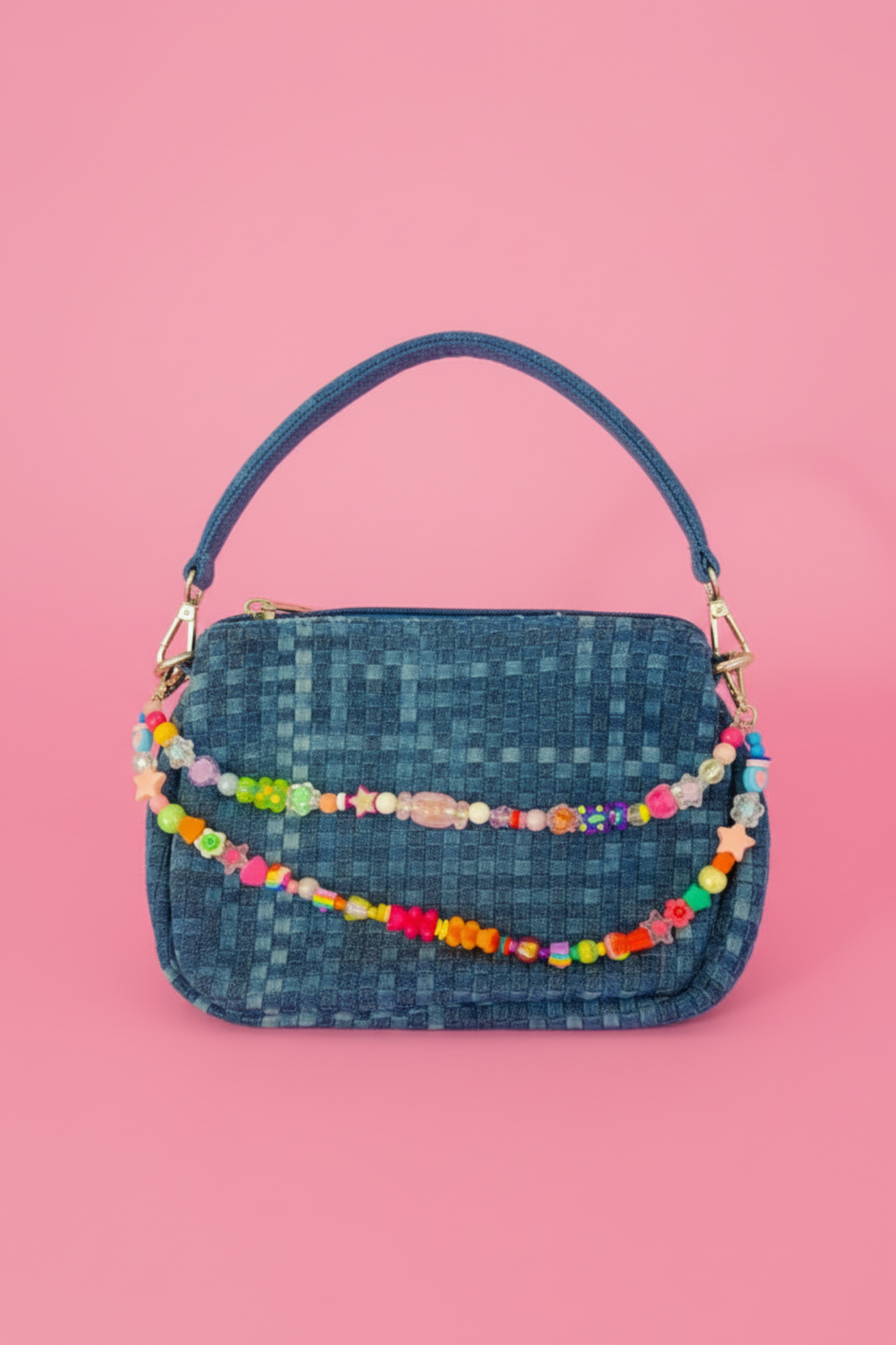 Weave Rainbow Charm Denim Bag