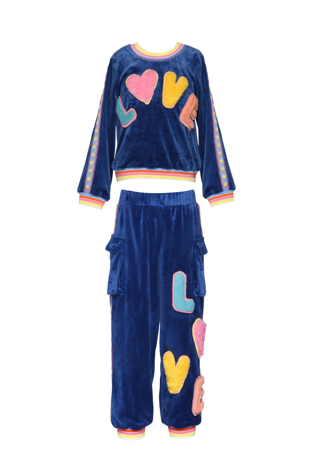 Blue Velvet Top & Pants Love Detail