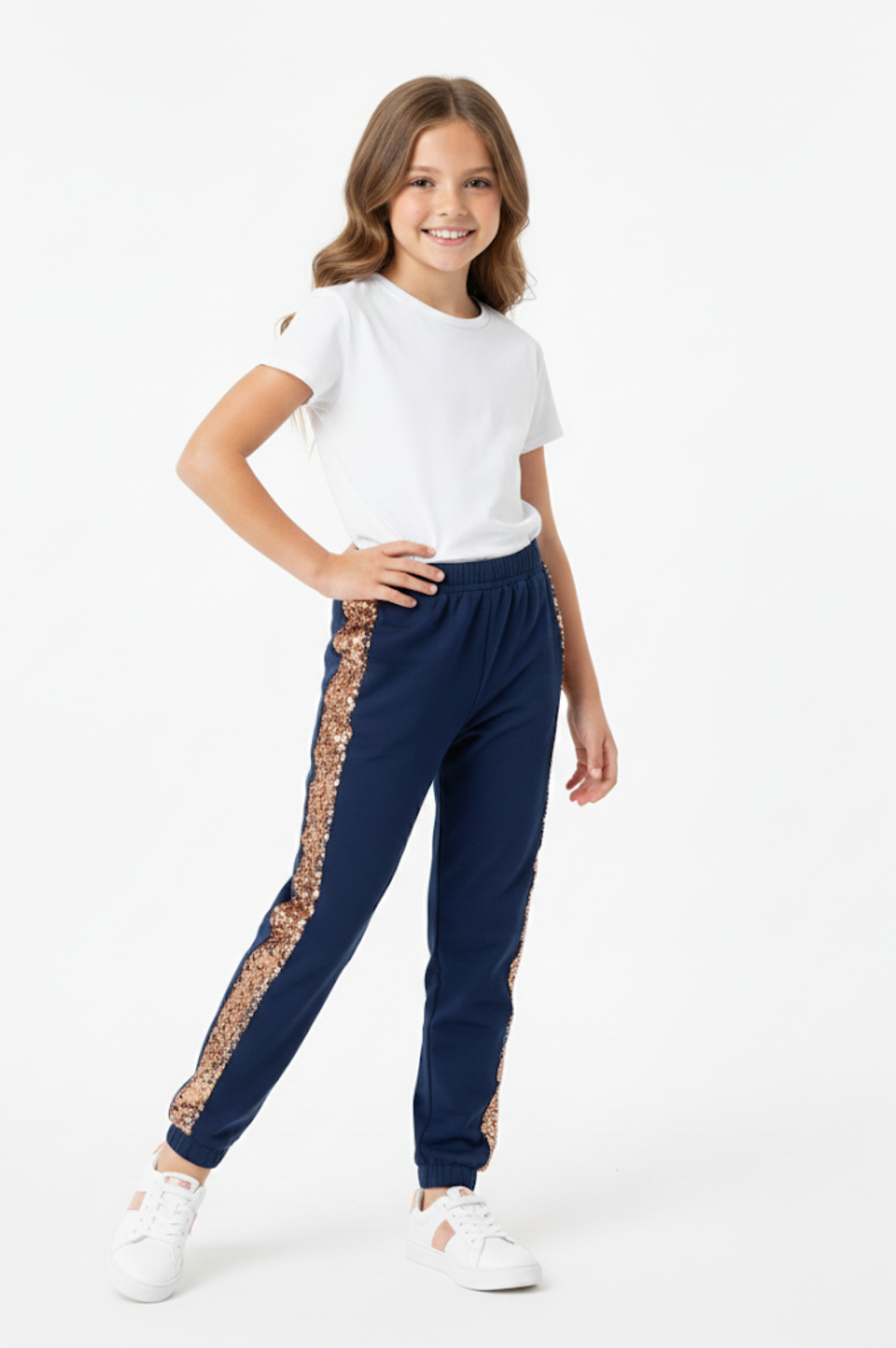 Flip Sequin Side Jogger Pants Navy