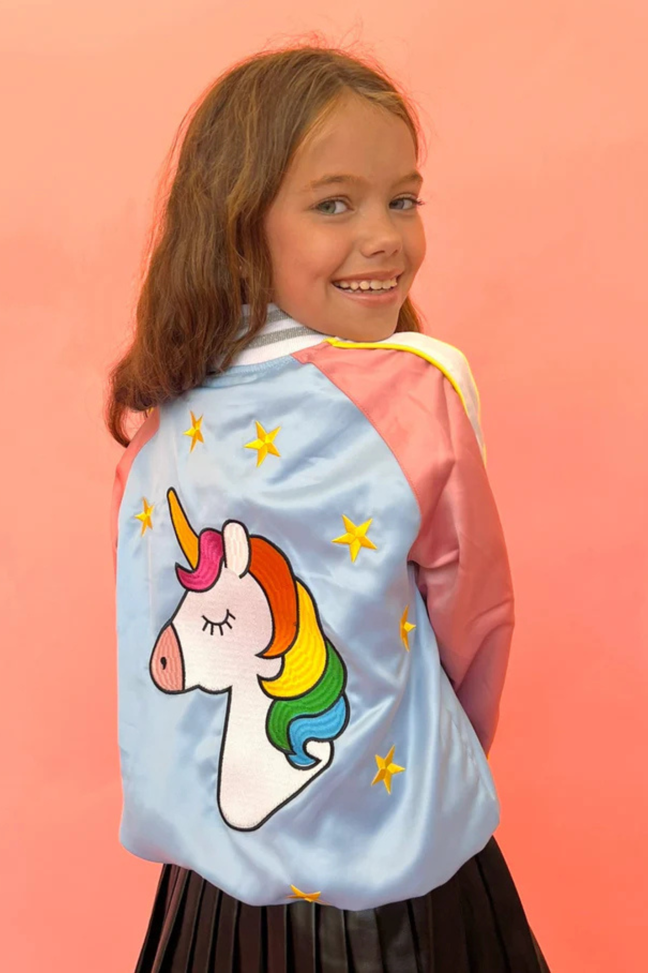 Sky Unicorn Satin Bomber