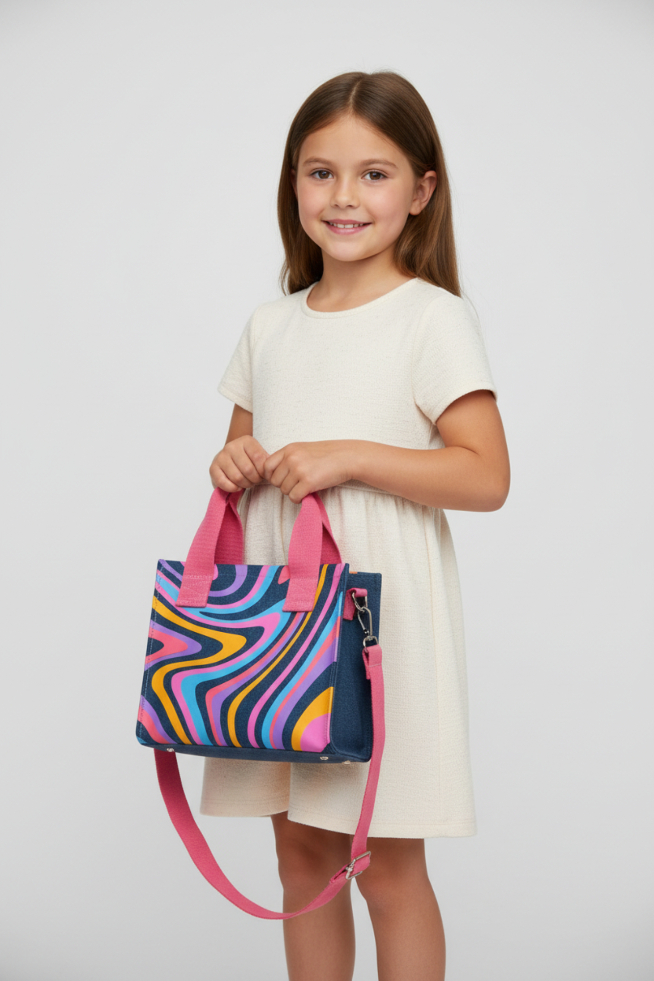 Color Swirl Denim Crossbody Bag