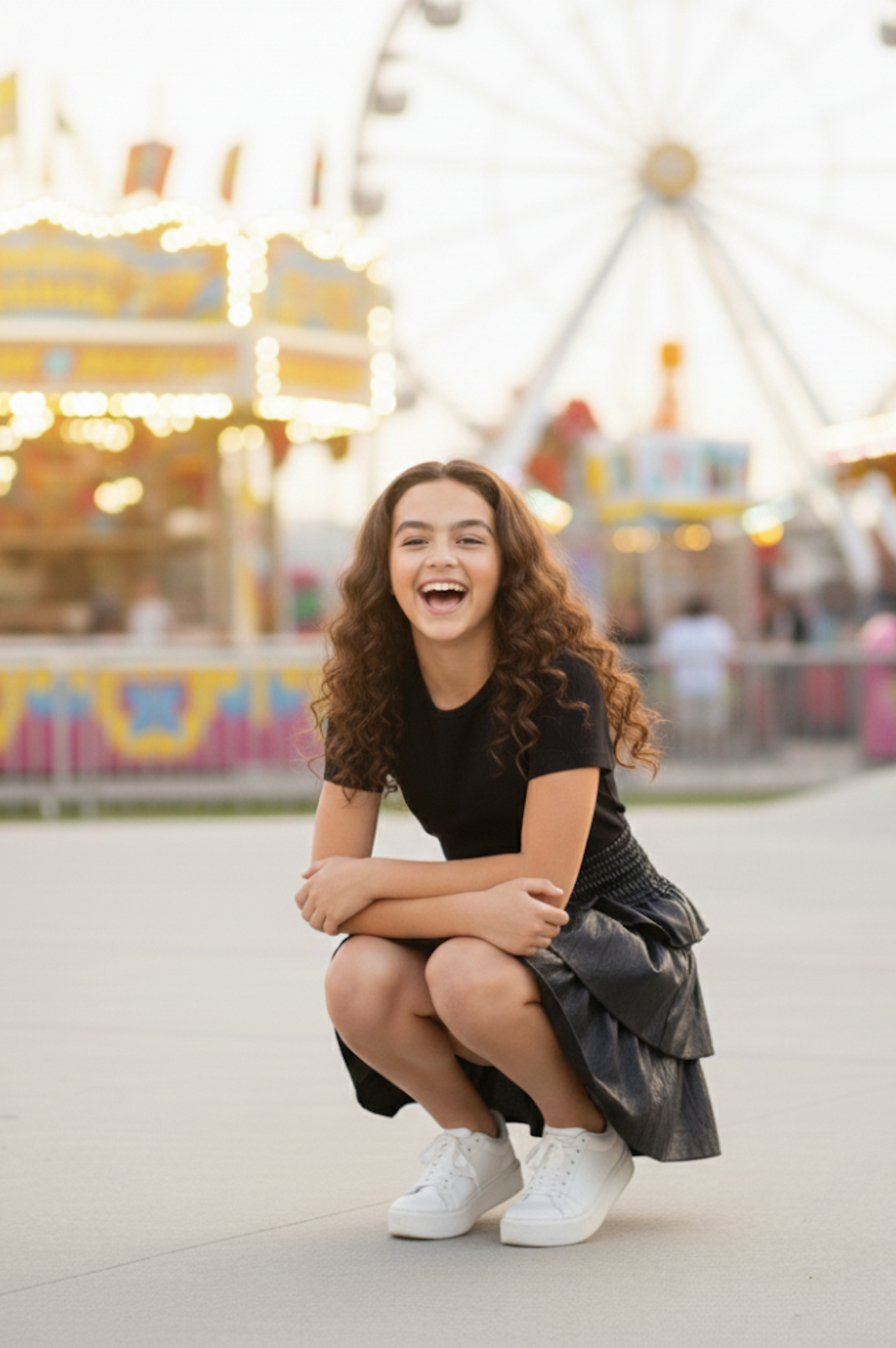 Vegan Leather Tiered Mini Skirt Black