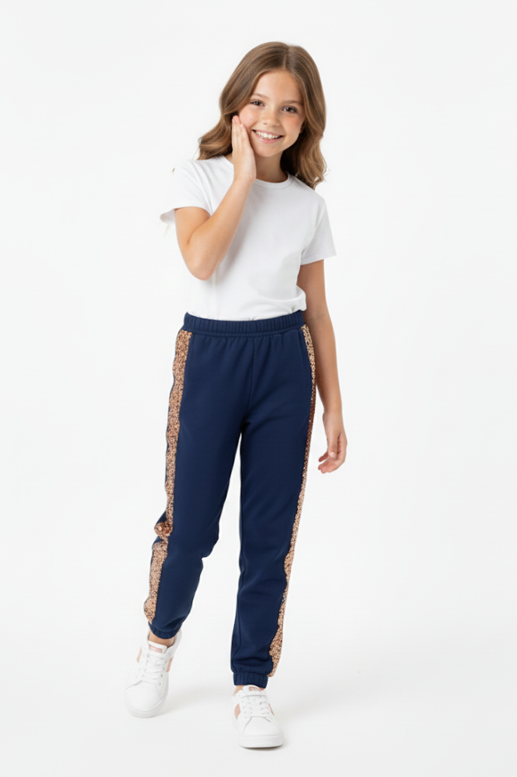 Flip Sequin Side Jogger Pants Navy