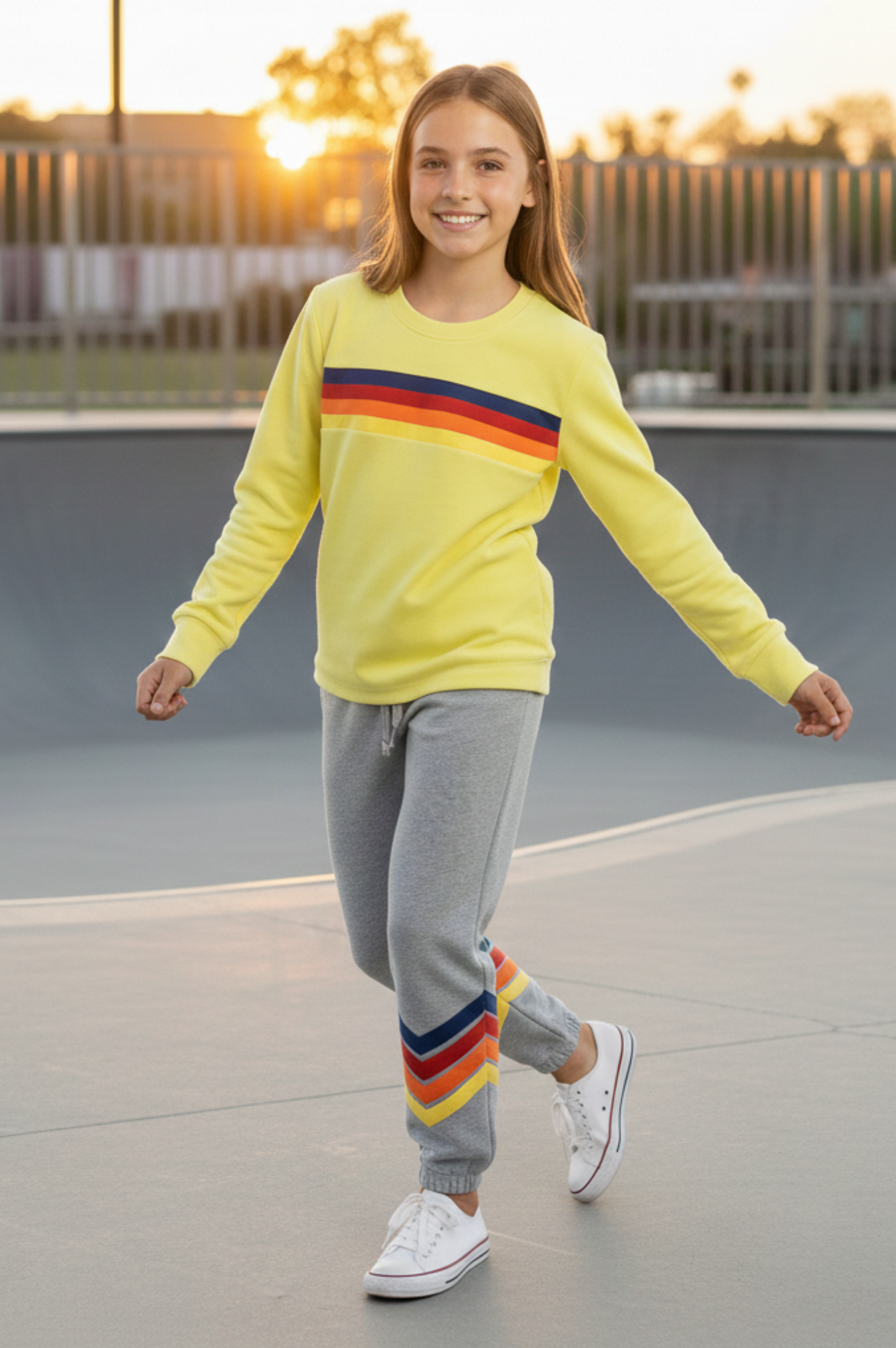 Neon Yellow Sweater & Grey Jogger Set